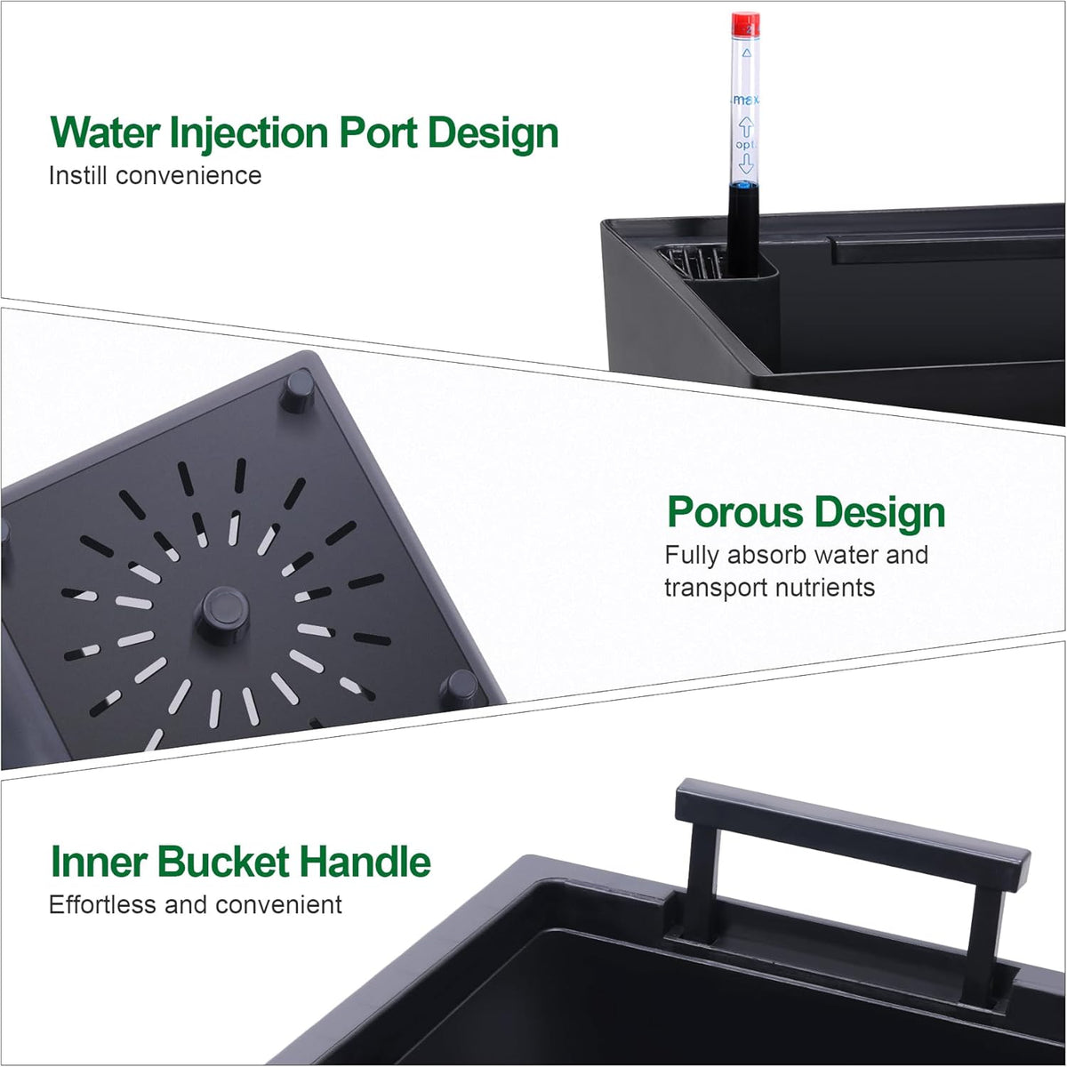 22.5" Tall Planters Set of 2, Outdoor&Indoor Black Planter Pots, High Front Porch Planter Pots with