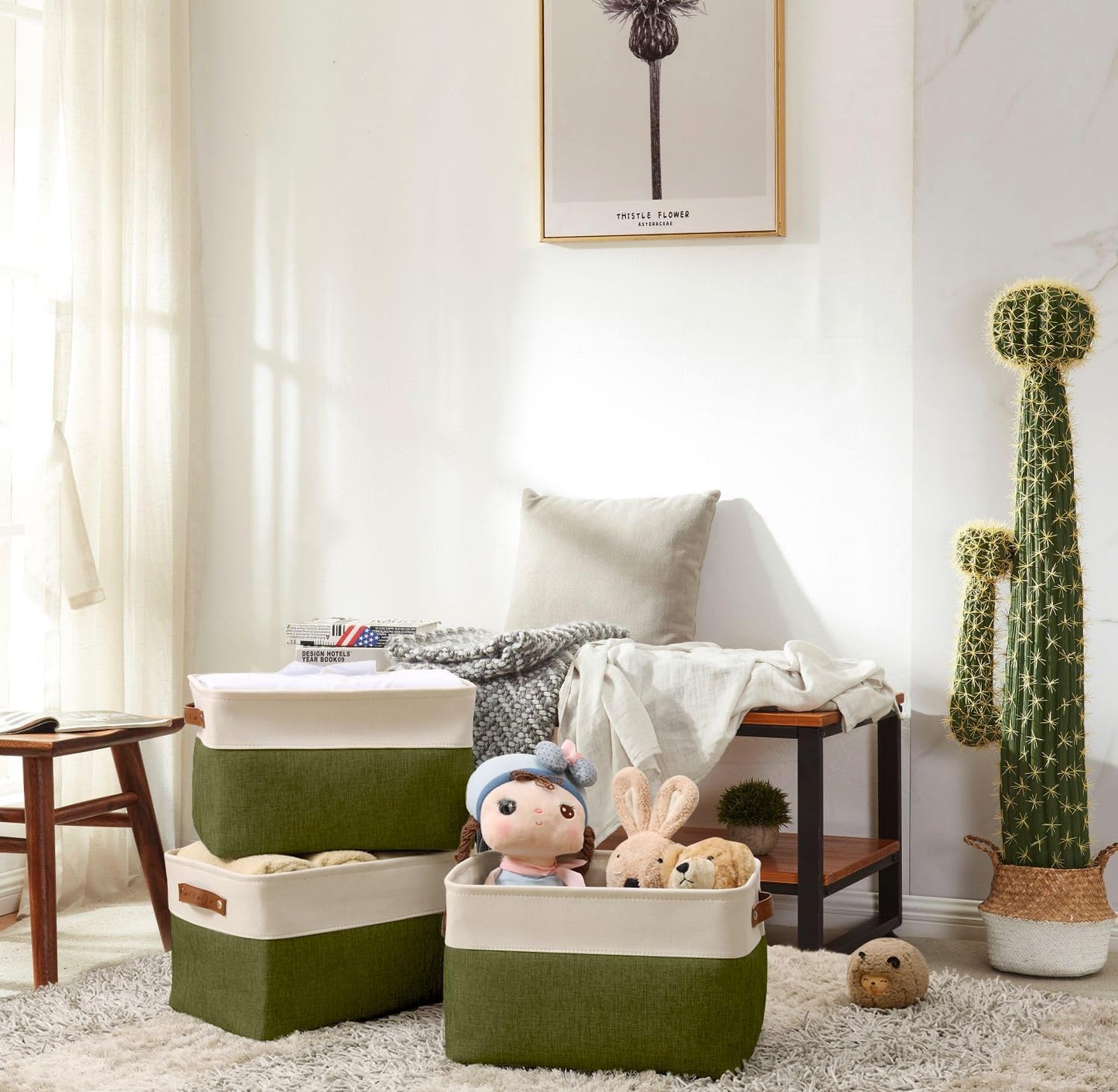 DECOMOMO Storage Bins Fabric Storage Baskets for Shelves, Linen Closet Organization Toys Nursery