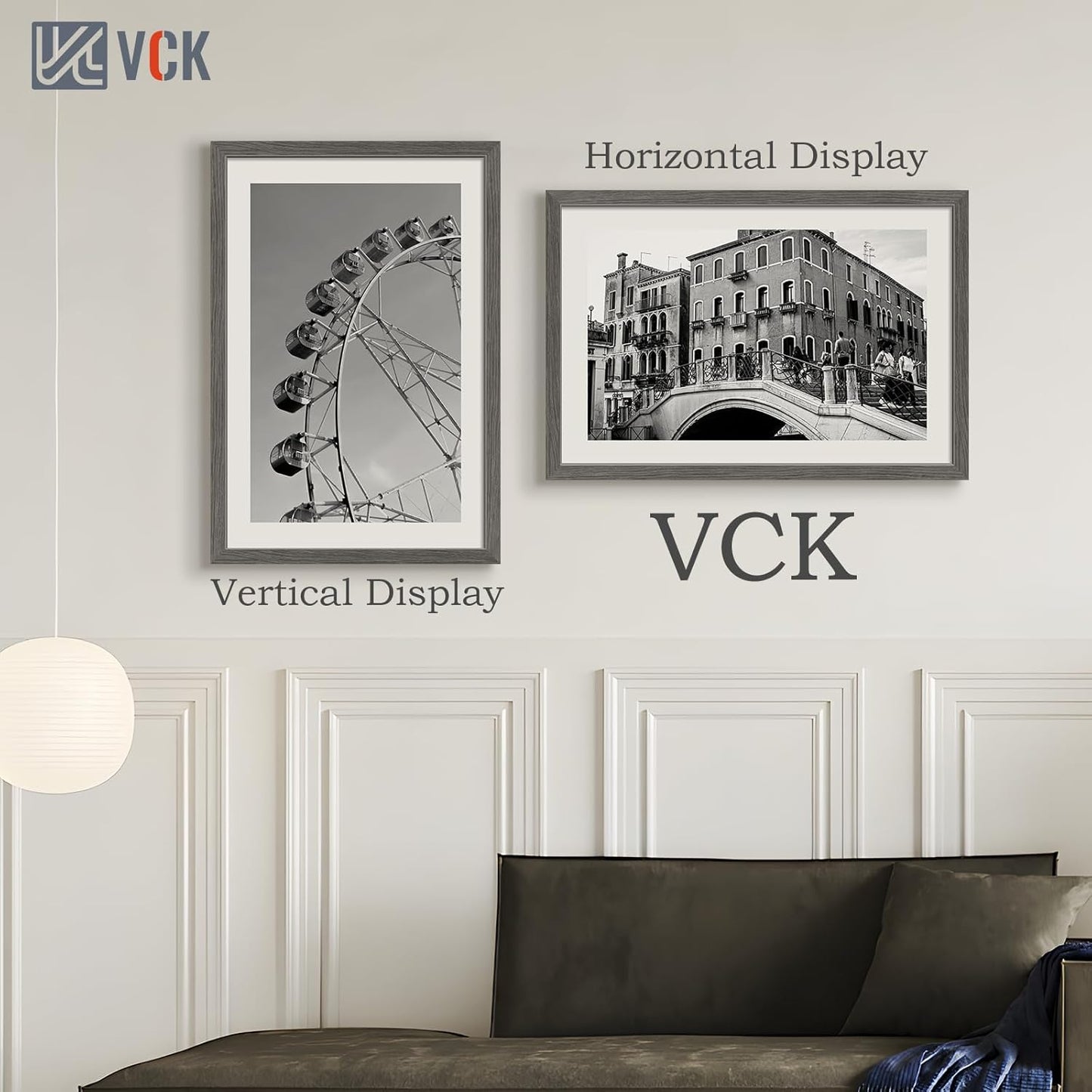 VCK 20x30 Frame 3 pack, Grey Solid Wood Poster Picture Frame, Exclusive Wood Grain, Wall Mounting