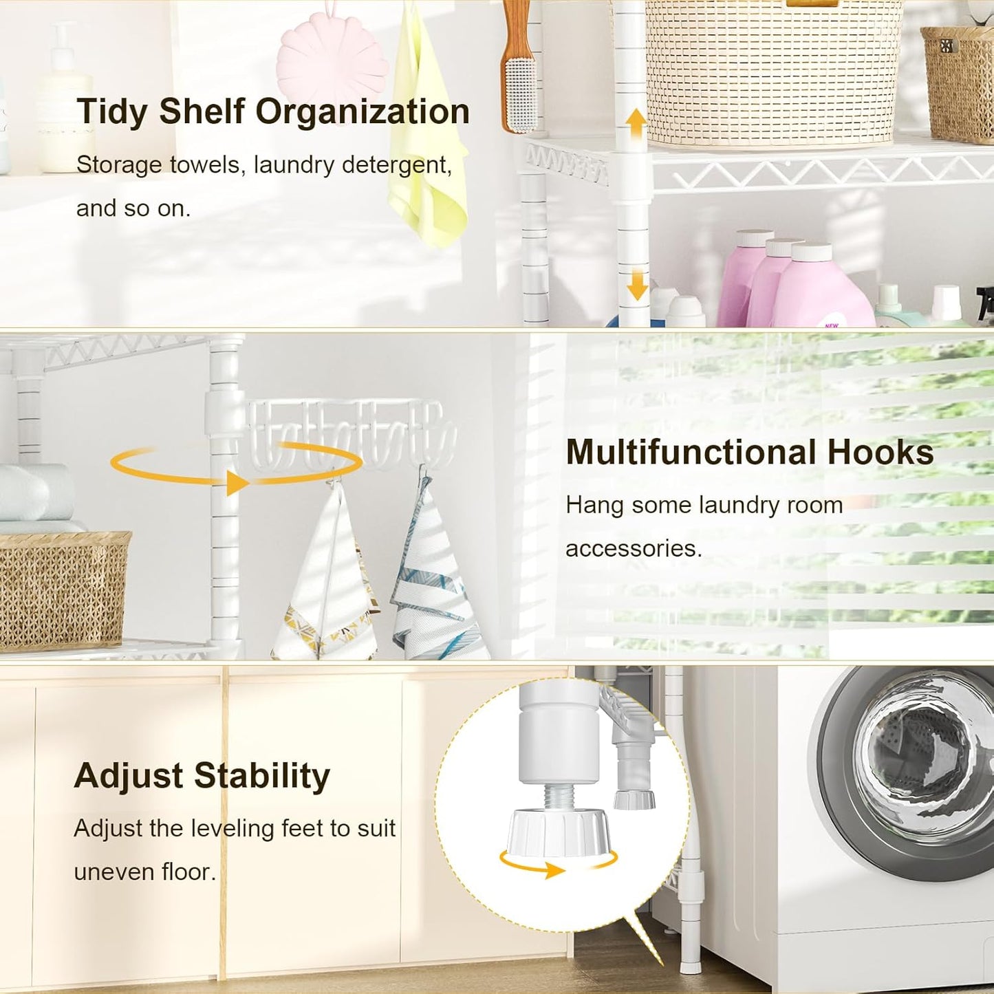 Ulif U8 Laundry Room Storage Organizer, Over The Washer and Dryer Storage Shelves for Laundry
