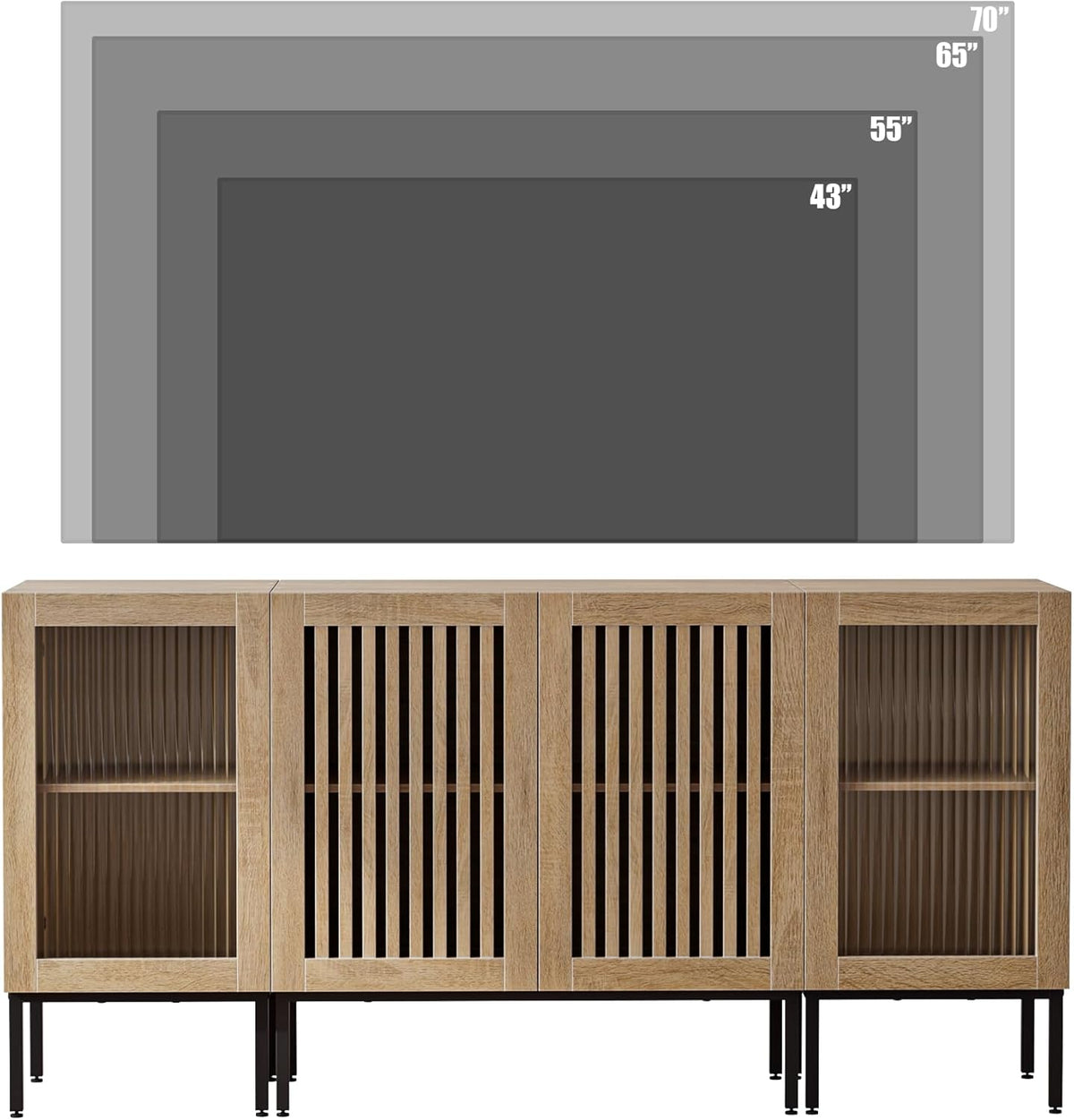 Farmhouse TV Stand for TVs up to 70 Inch, Entertainment Center TV Console with Storage Cabinets and