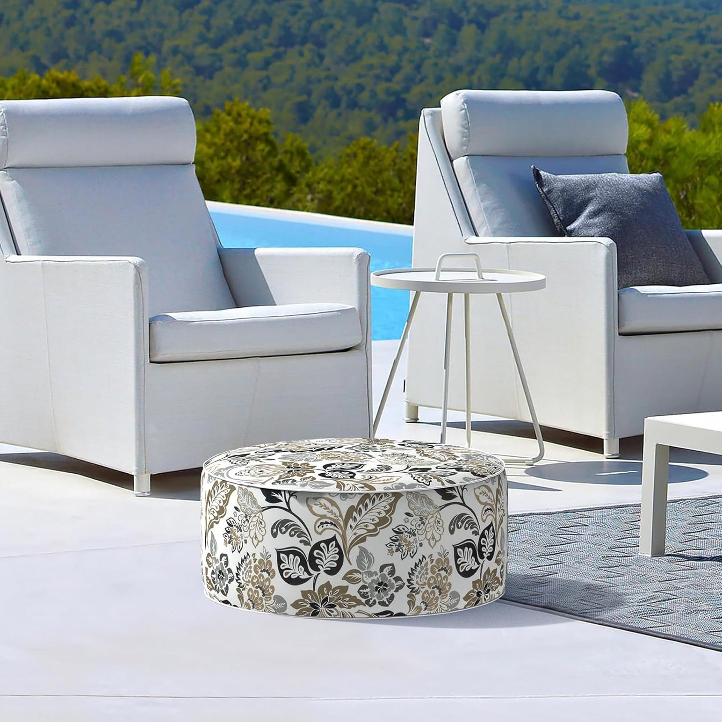 LVTXIII Inflatable Stool Ottoman Footrest with Handle, Decorative Fade-Resistant Foot Stool, Indoor