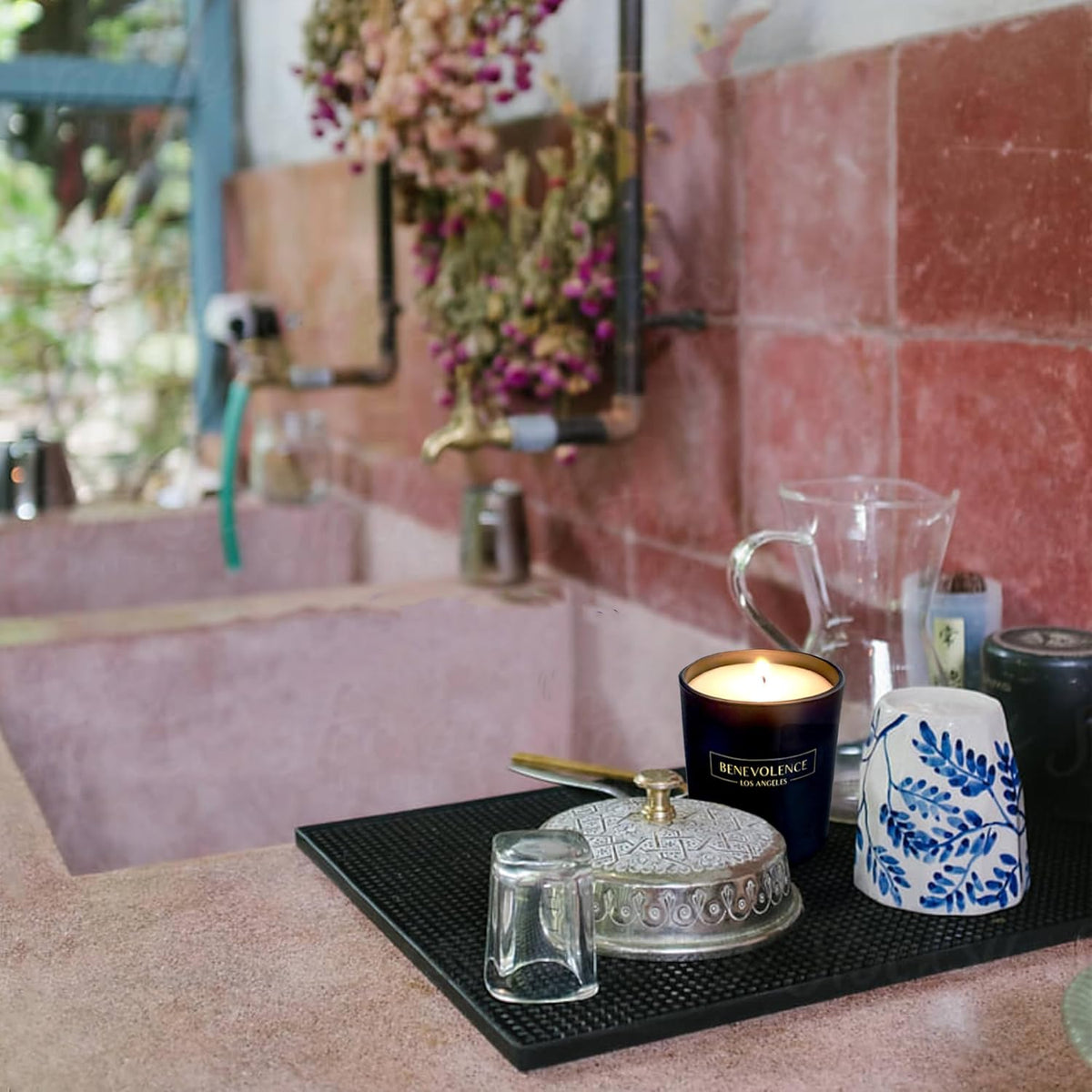 Benevolence LA Lavender & Lilac Scented Candle | Soy Candles, Black Candle for Home | Gifts for
