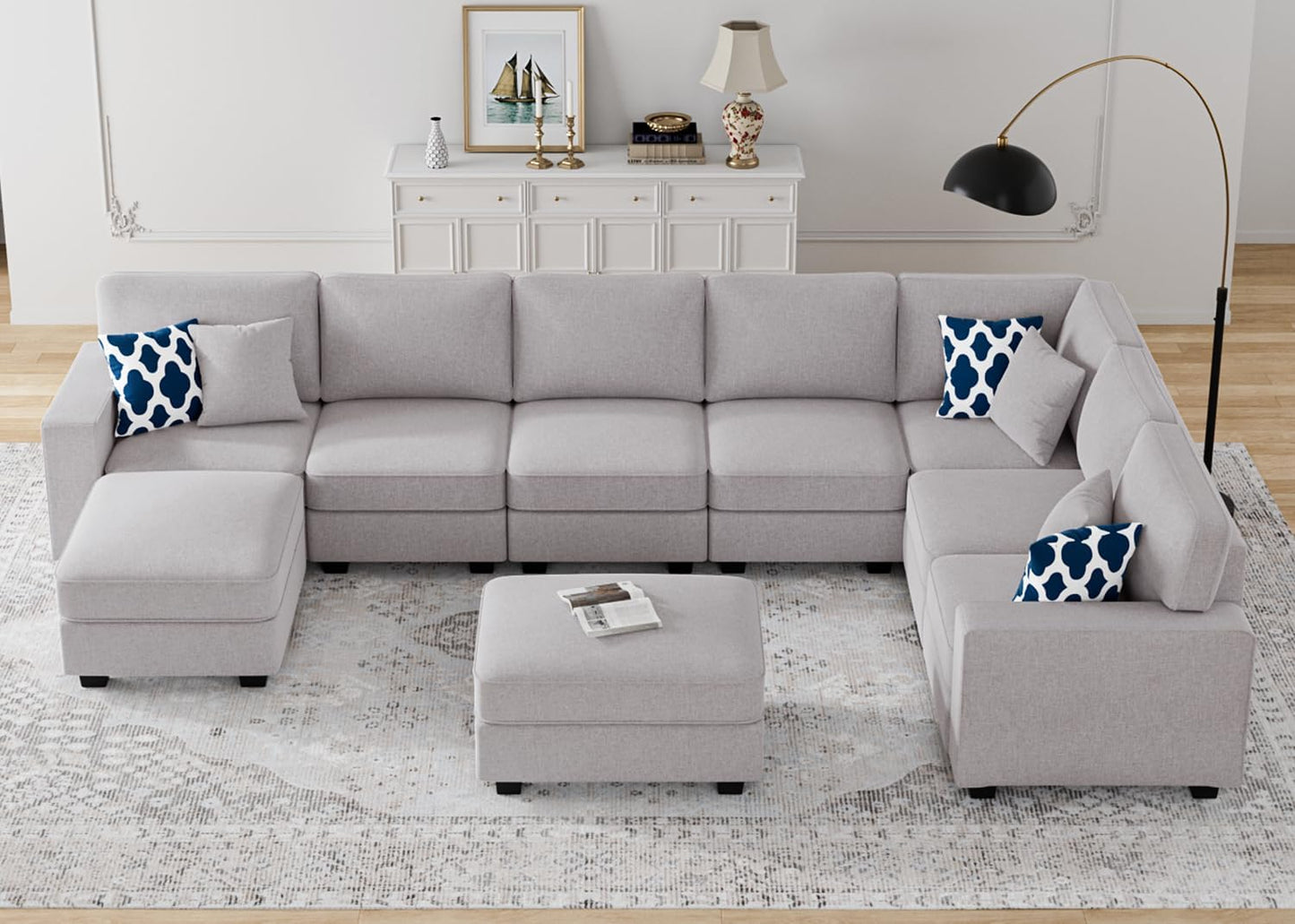 L Lengend Vansen Modular Sectional Sofa U Shaped Couch with Ottoman Modern Reversible Corner