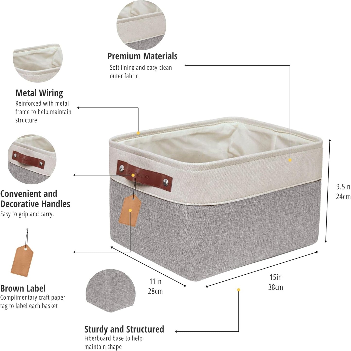 DECOMOMO Storage Bins Fabric Storage Baskets for Shelves, Linen Closet Organization Toys Nursery