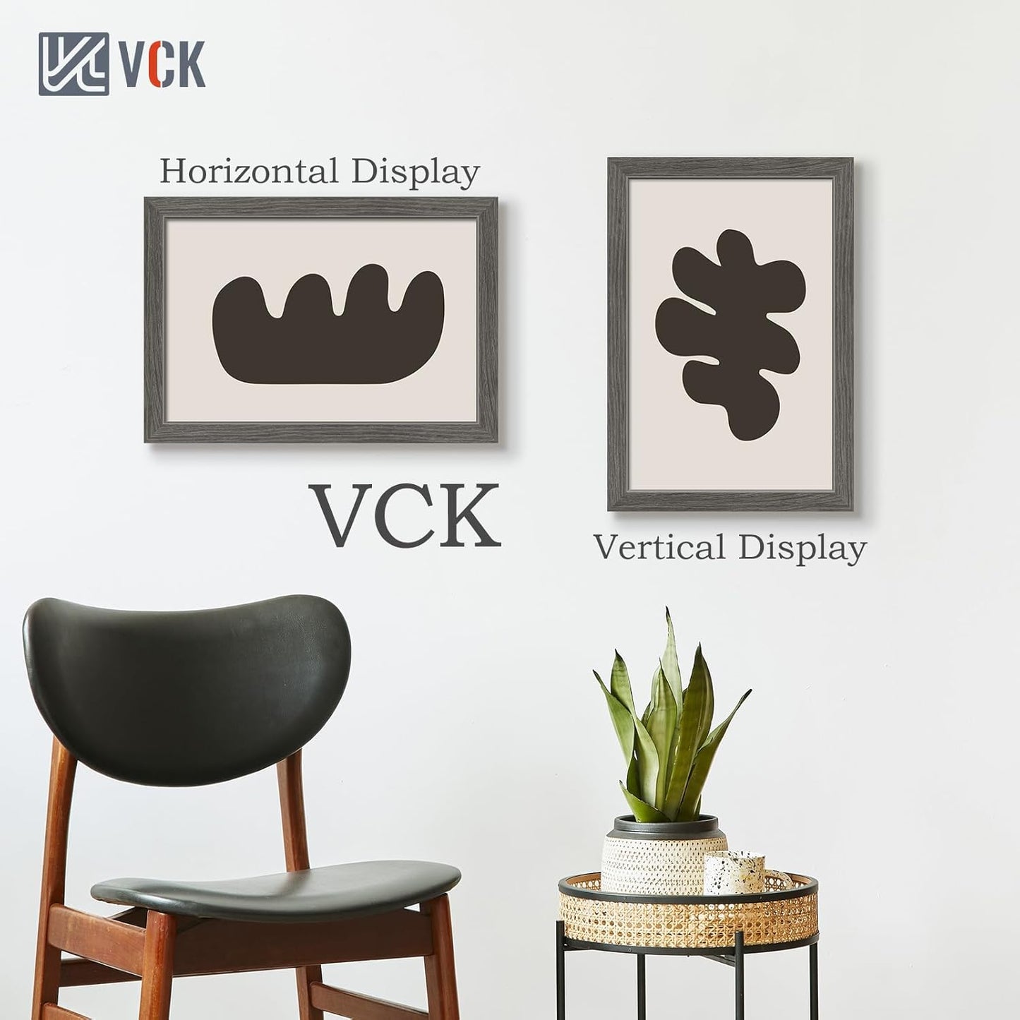 VCK 12x18 Frame Set of 3, Gray Solid Wood Poster Picture Frame, Exclusive Wood Grain, Wall Gallery