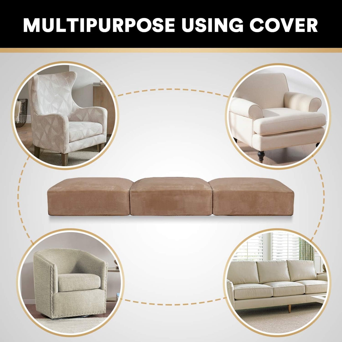 PrinceDeco Super Soft Couch Cushion Covers for Sectional Couch, Velvet Sofa Slipcover for Cushion