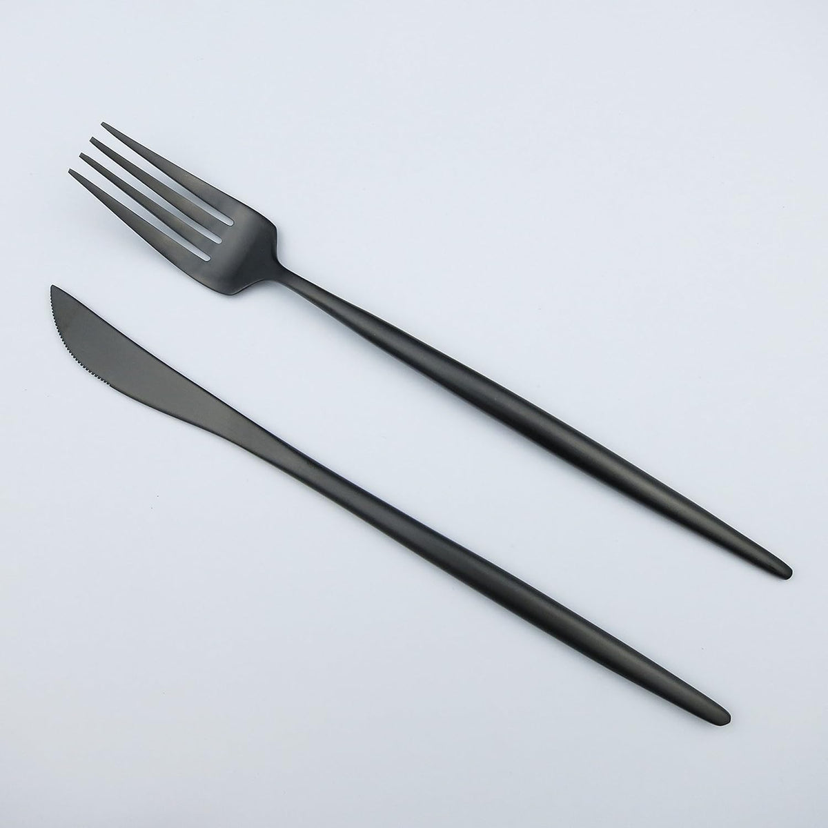 5-Pieces Luxury Black 18/10 Stainless Steel Flatware Set, Matte Finish, Service for 1