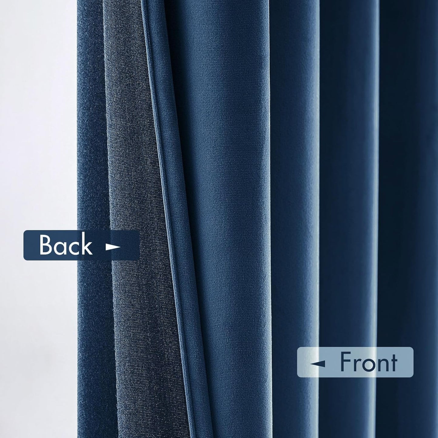 MIULEE Velvet Blackout Curtains Navy Blue Thermal Insulated Drapes for Bedroom Living Room
