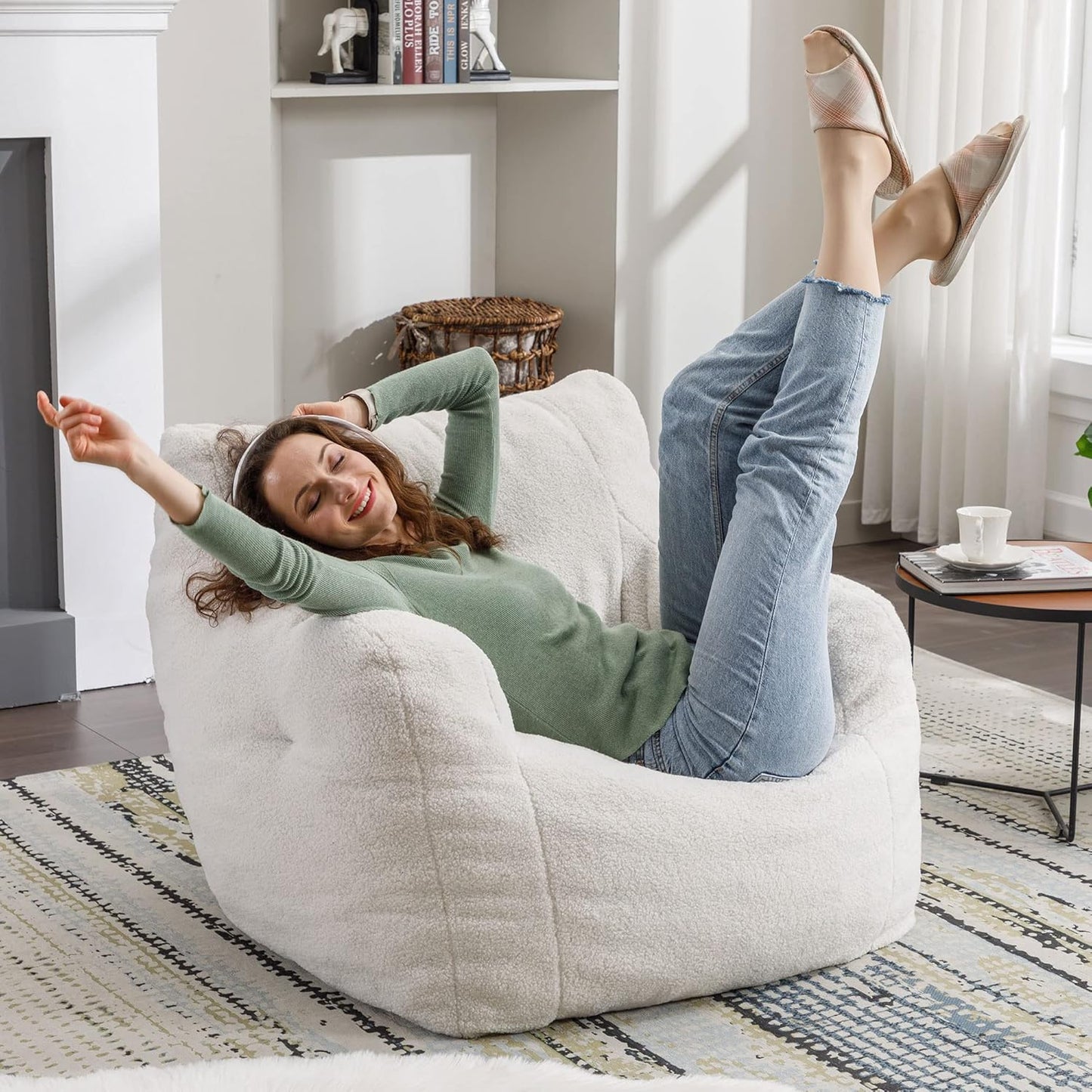 Recaceik Bean Bag Chairs, Tufted Soft Stuffed with Filler, Fluffy and Lazy Sofa, Imperial Lounger