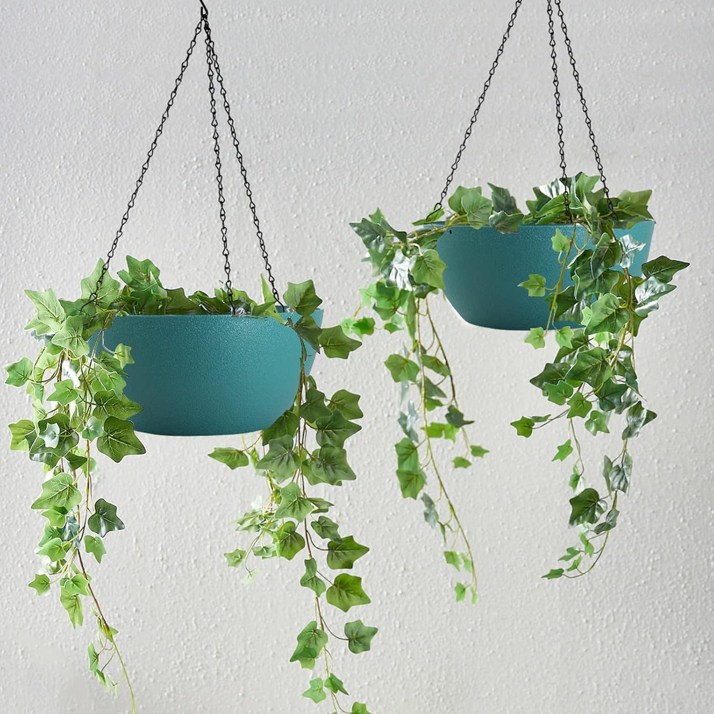 WOUSIWER 13 inch 2 Pack Large Hanging Planters for Indoor Outdoor Plants with Drainage Holes and