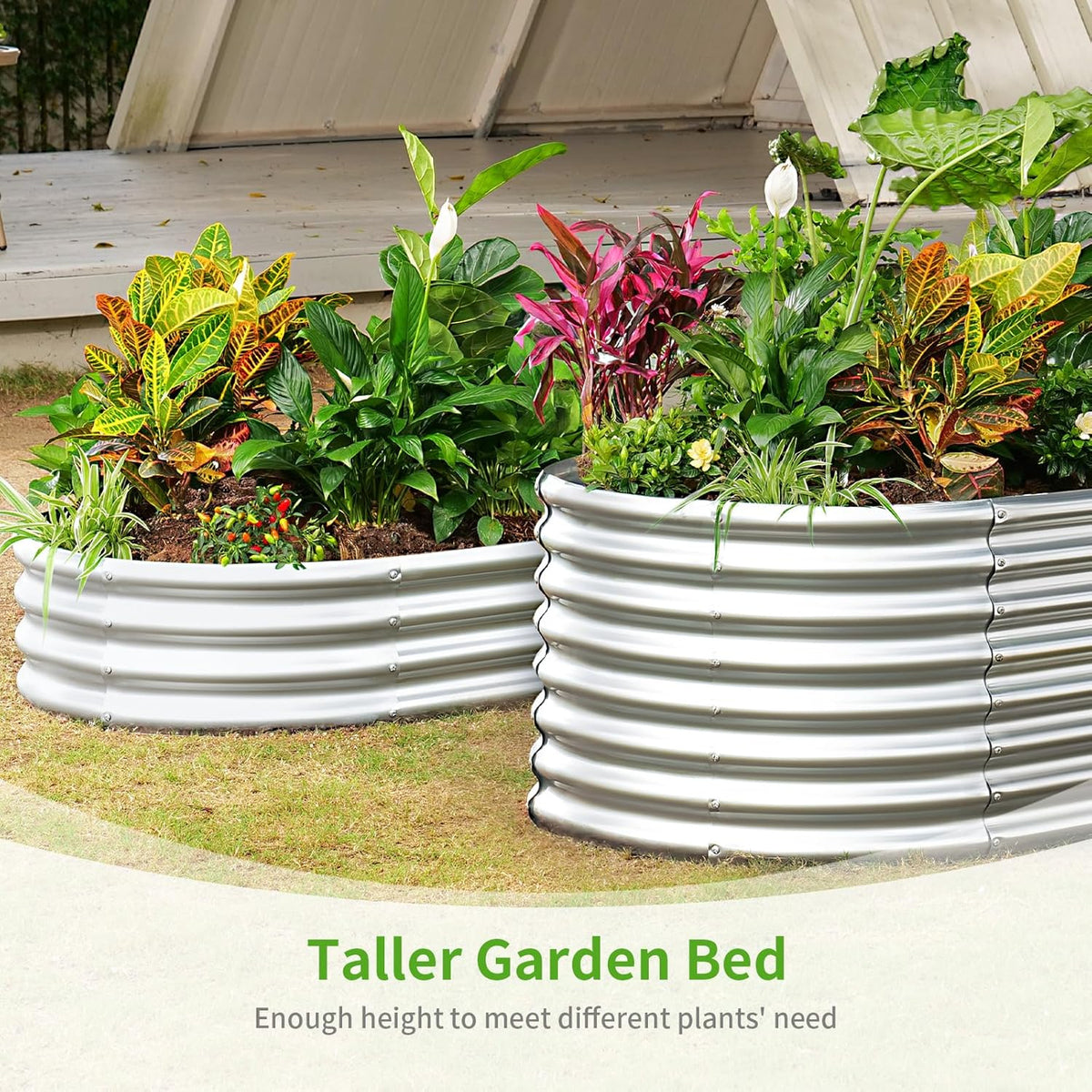 Land Guard Galvanized Raised Garden Bed, 8x4x2ft Planter Boxes Outdoor, Oval Larger Metal Planter