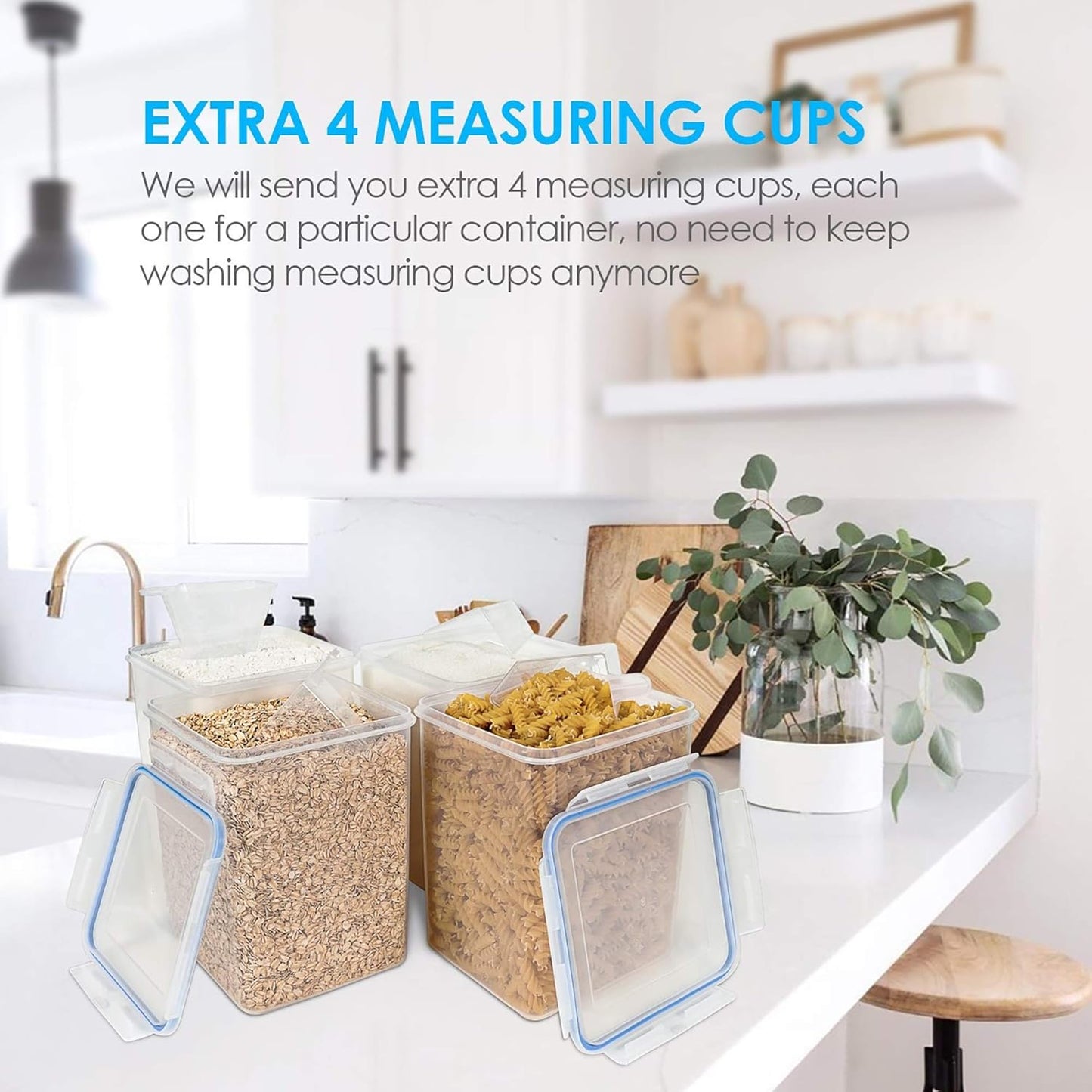 Vtopmart Large Food Storage Containers 5.2L / 175oz, 4 Pieces BPA Free Plastic Airtight Canisters