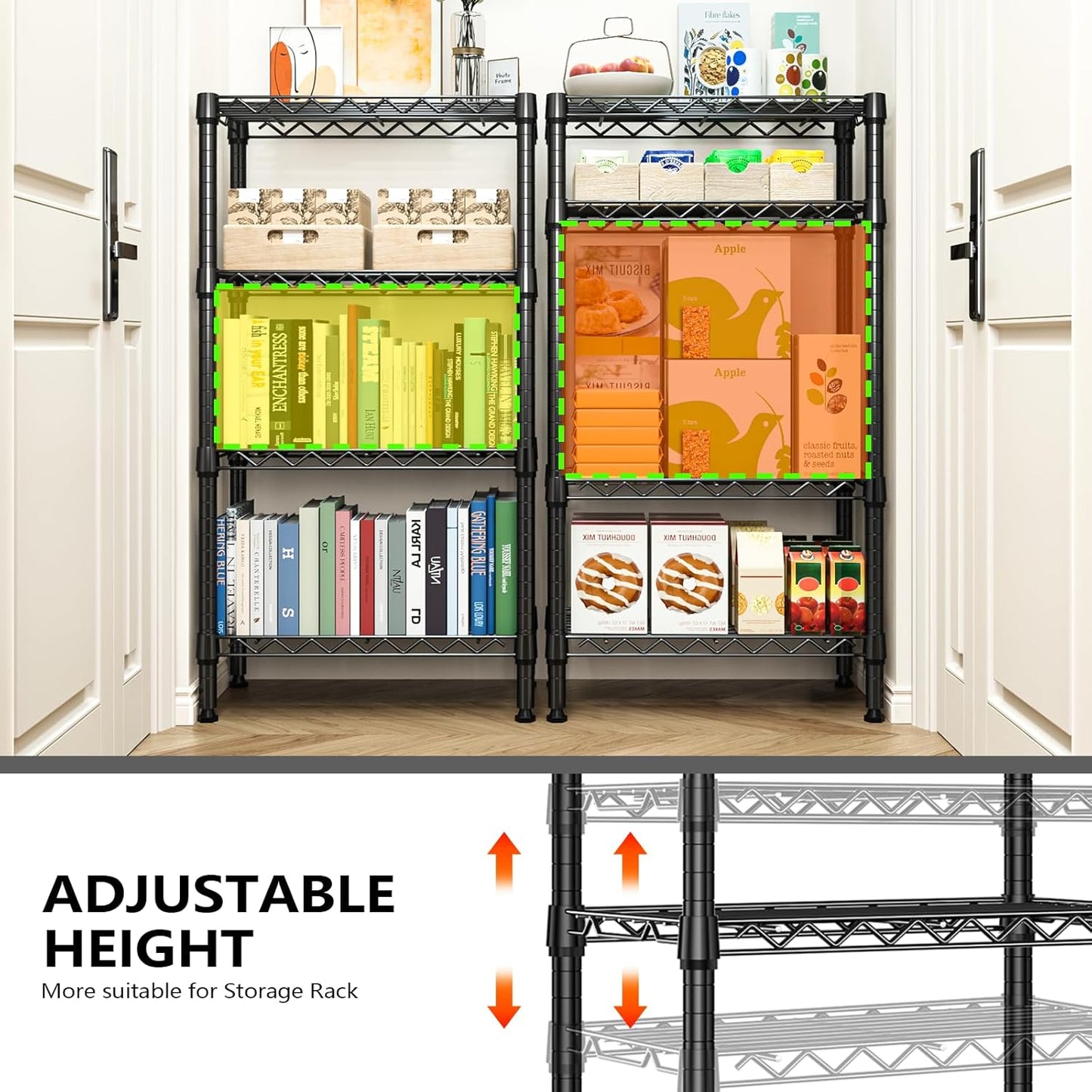 1000 lbs 4 Tier Shelf Metal Storage Shelves Wire Rack Closet Organizers with PP Board for Garage
