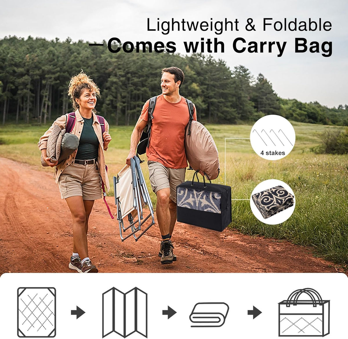 OLANLY Outdoor Rug Waterproof 9x12 ft Clearance, Reversible Outdoor Plastic Straw Rug with Floral