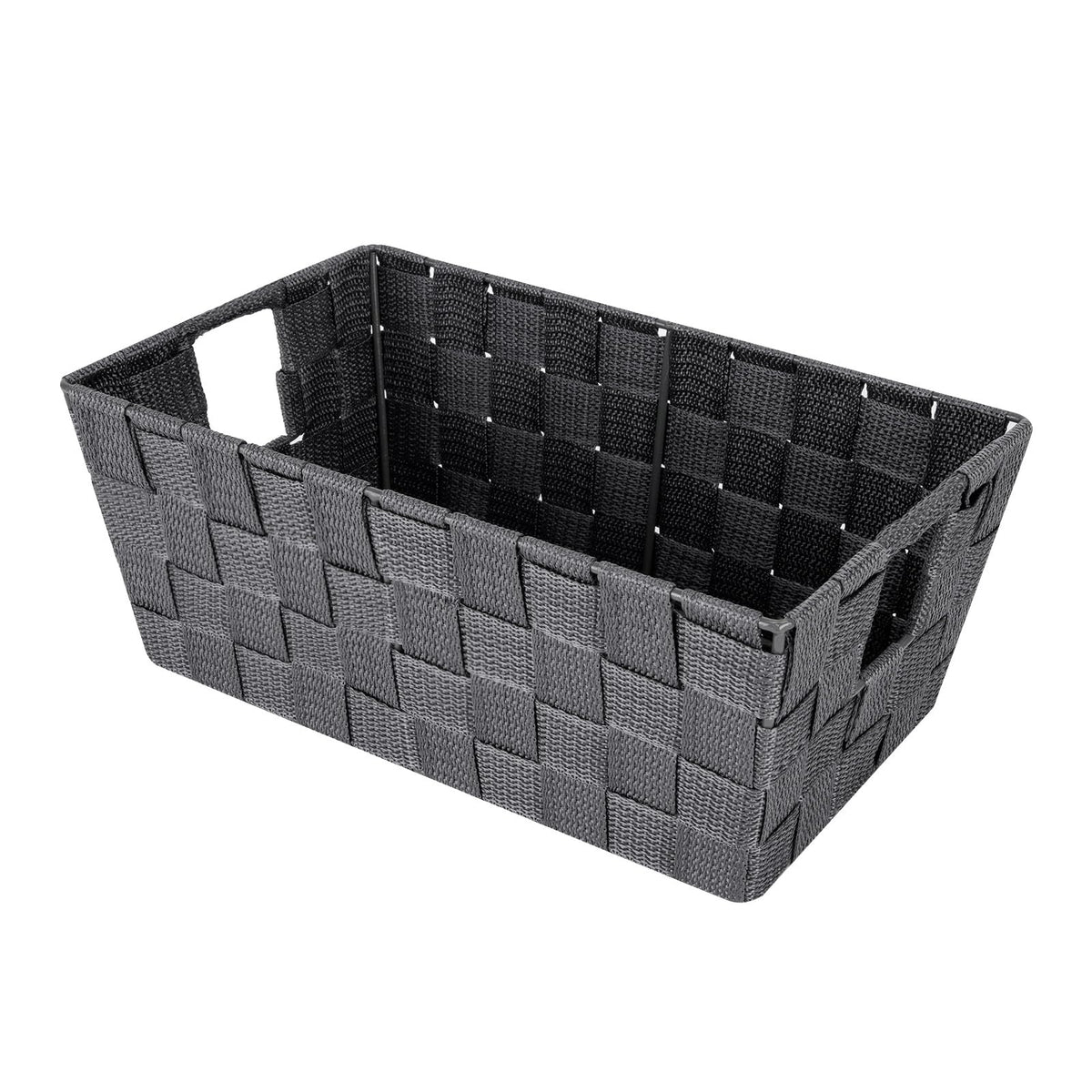 Whitmor Small Woven Storage Baskets for Shelves - Decorative Bathroom Organizer Bins with Metal
