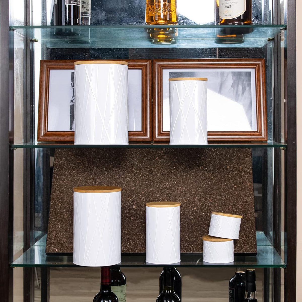 White Canister Sets for Kitchen Counter, Kitchen Canisters Set of 6, Flour and Sugar Containers