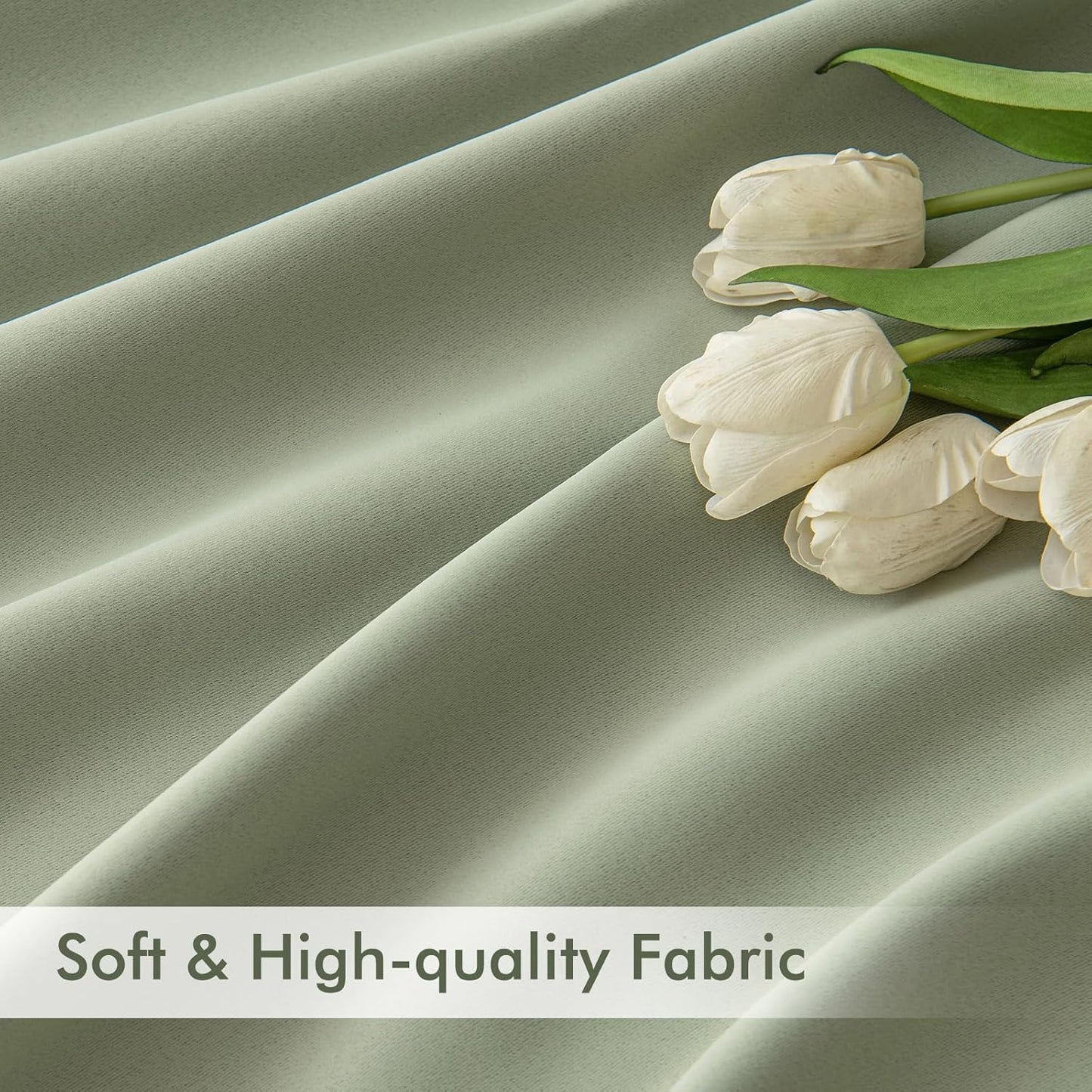 MIULEE Back Tab Sage Green Curtains 102 Inch Long 2 Panels Set for Living Room Bedroom, Rod