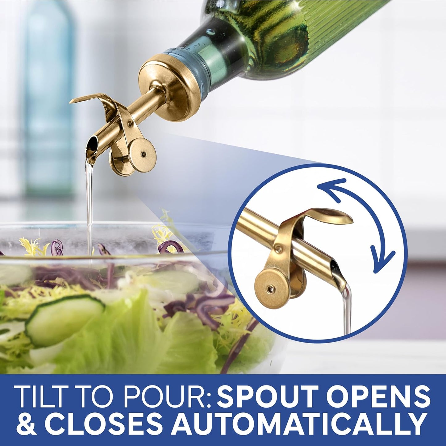 COOK WITH COLOR Glass Olive Oil Bottle Dispenser - 2 Pack- 17oz Oil and Vinegar Cruet - Olive Oil