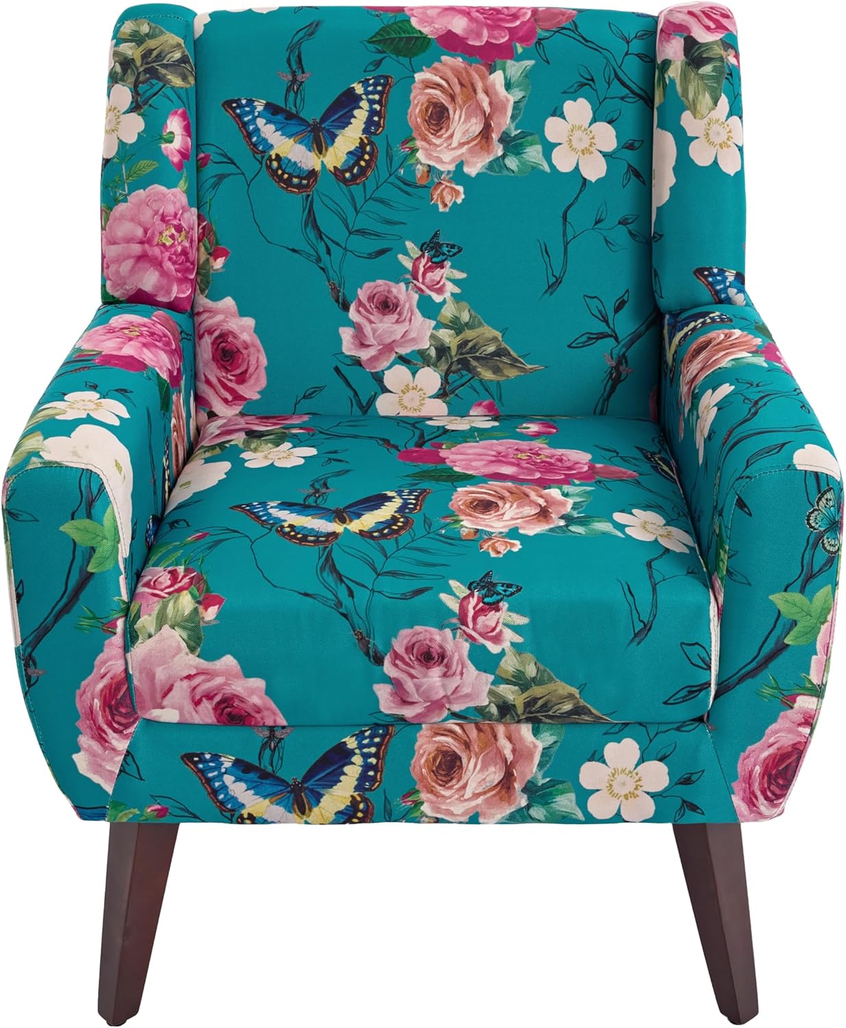 UIXE Floral Accent Chair, Modern Upholstered Armchair in Fabric for Living Room, Comfy Club Arm