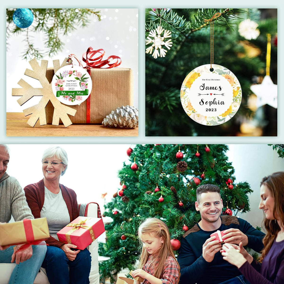 Personalized Our First Christmas Married Ornament 2025, Just Married Christmas Ornament as Mr and