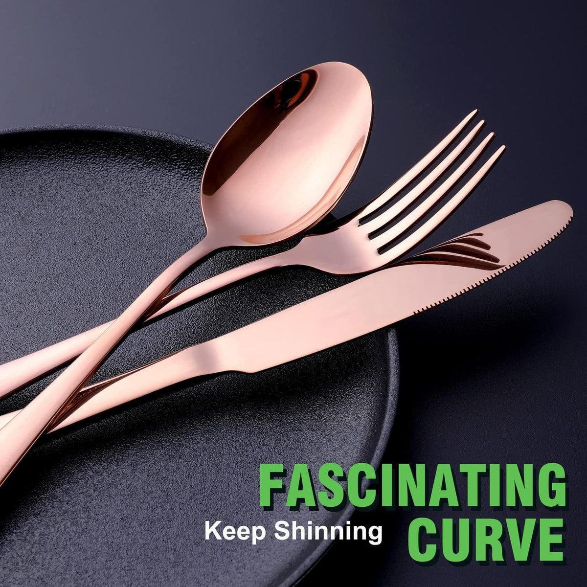 Copper/Rose Gold Silverware Set, OGORI 40-Piece Stainless Steel Flatware Set, Kitchen Utensil Set