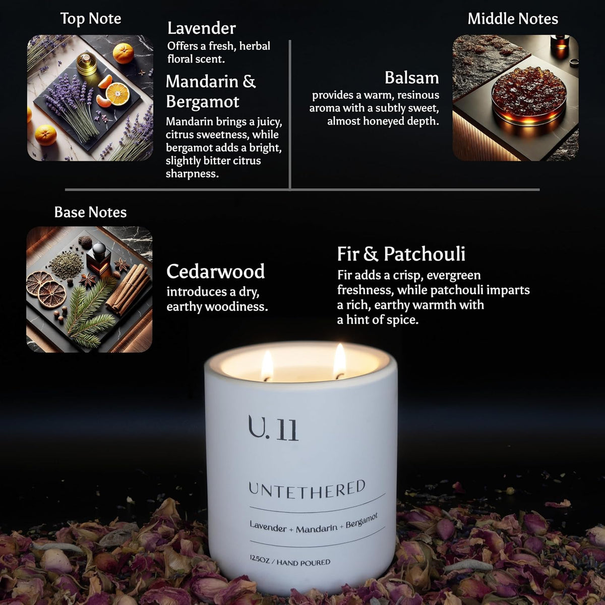 U.11 Luxury Scented Candle – Lavender, Mandarin & Cedarwood | Hand-Poured in USA w/ 100% Natural