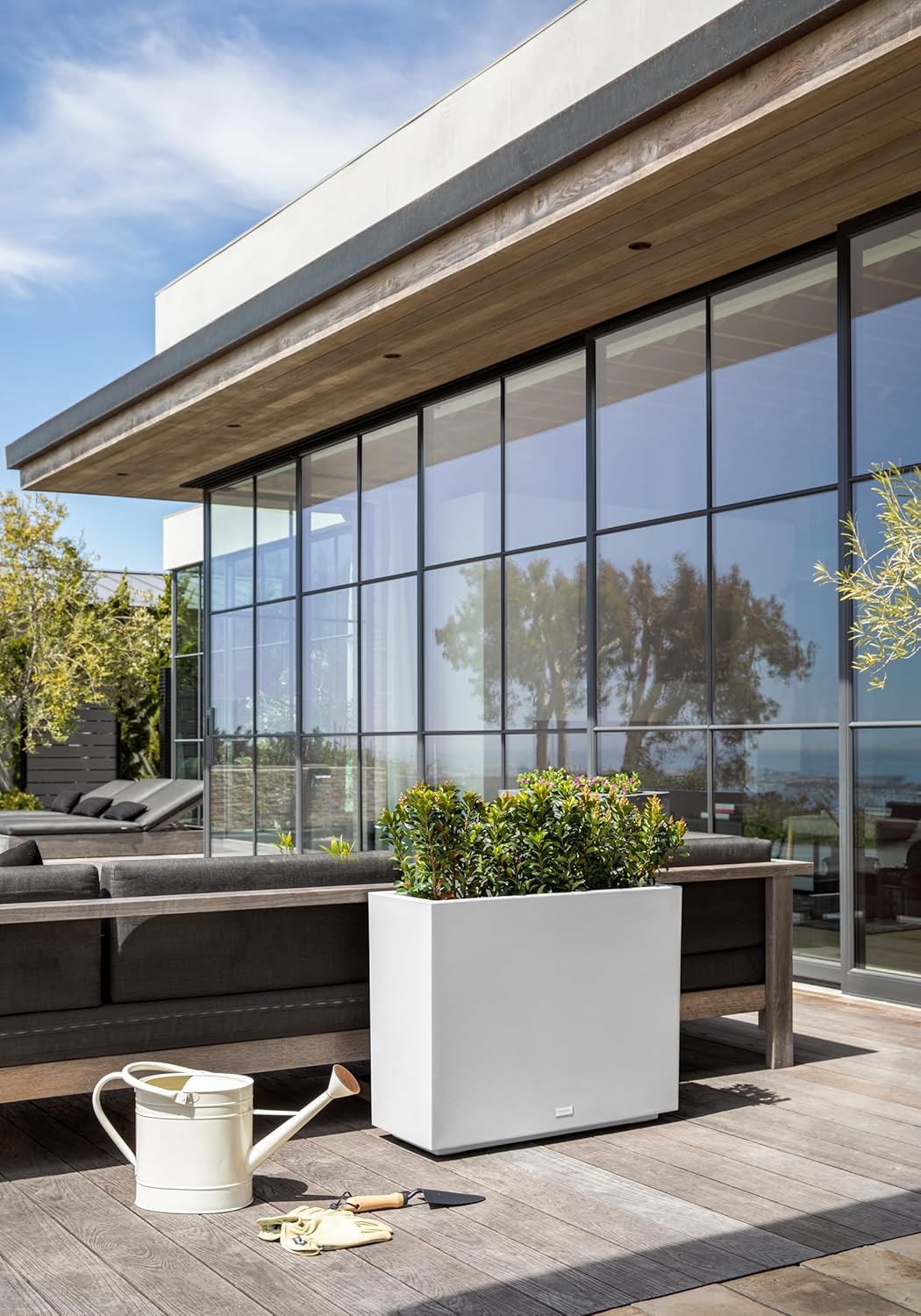 Veradek Block Series Span Plastic Planter - Tall Rectangular Planter for Indoor or Outdoor