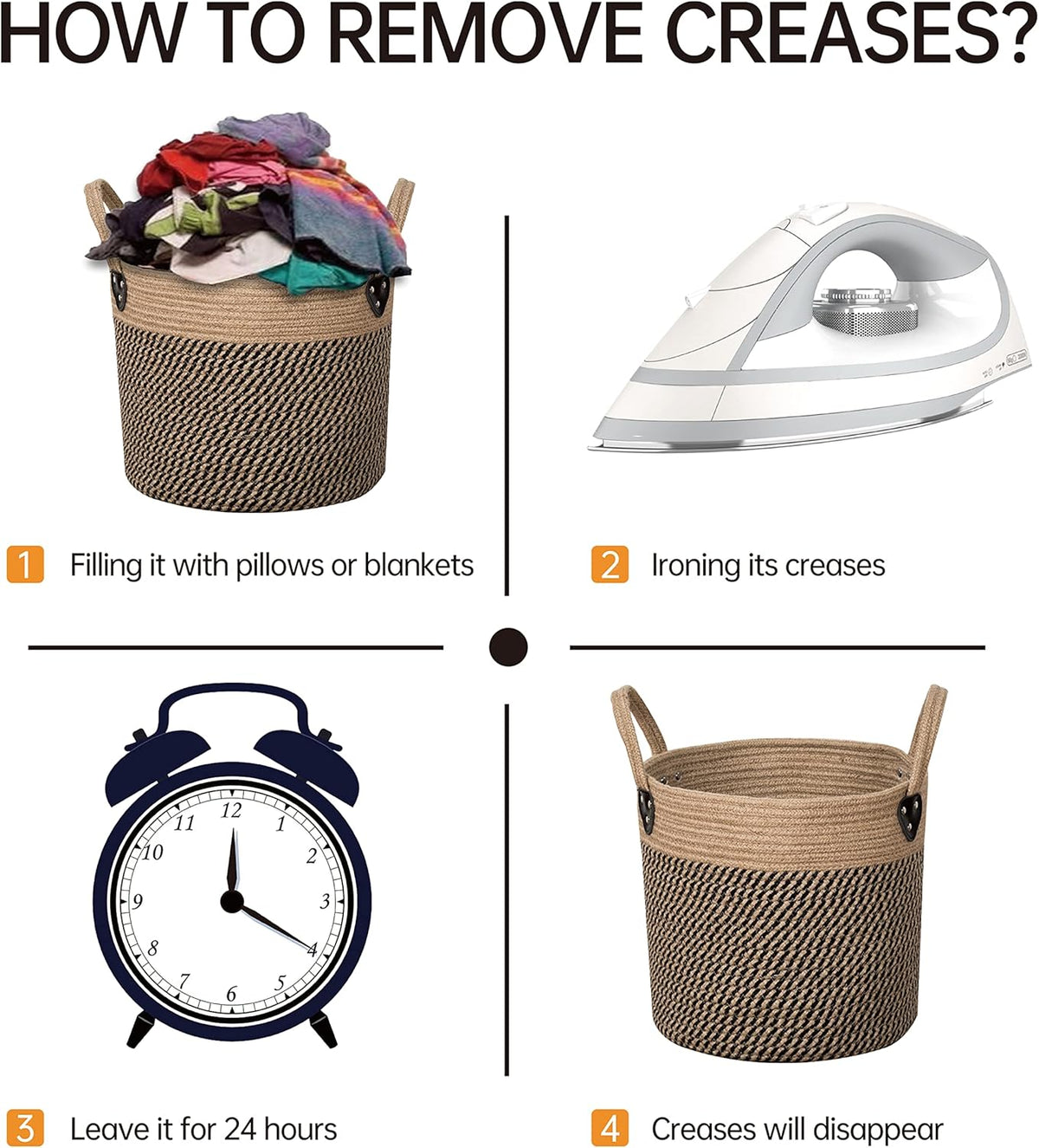 14"x12" Natural Jute Rope Woven Storage Basket with Handles for Plant, Blankets,Toys - Living Room