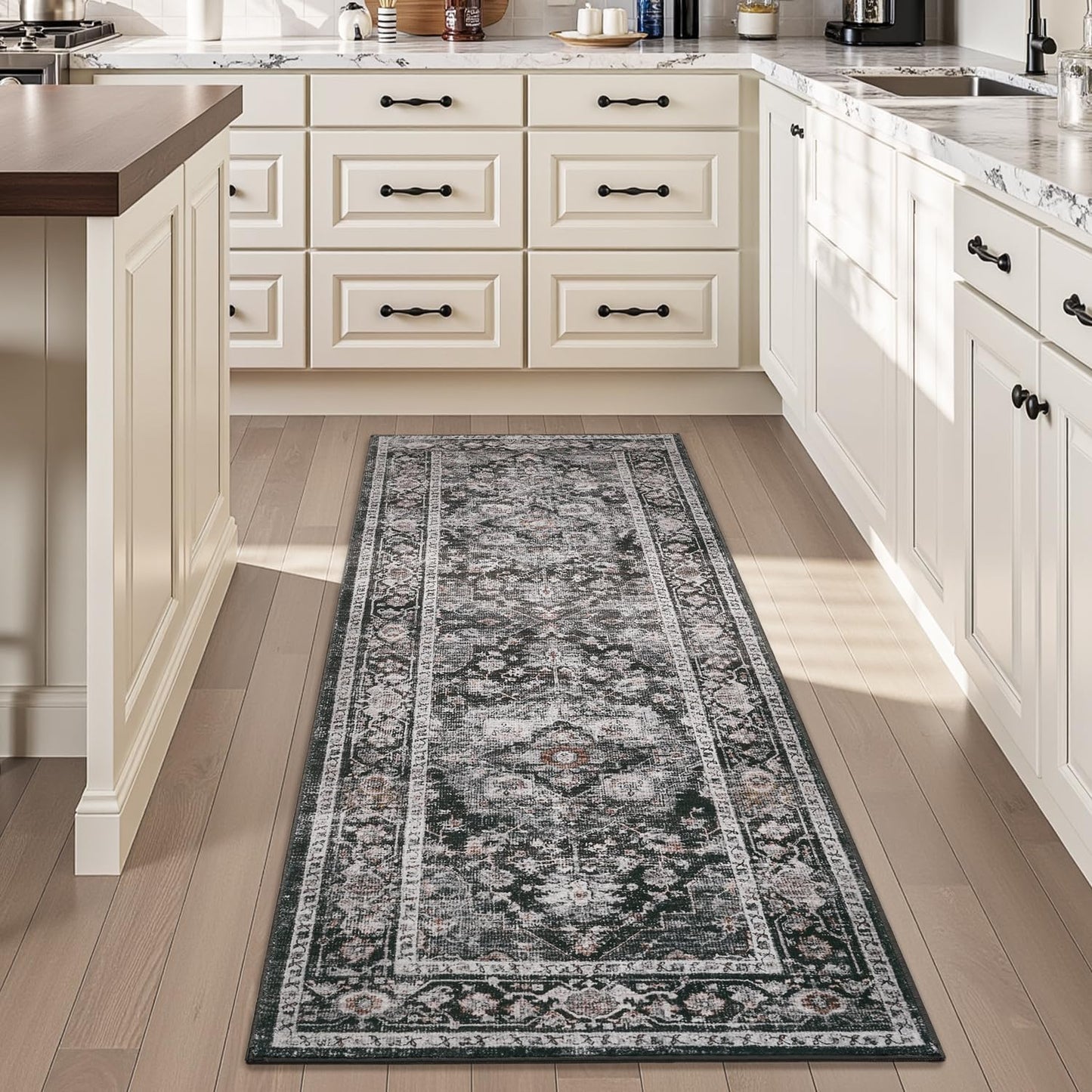 AMOAMI-2X10 Runner Rug-Washable Runners for Hallways-Soft Non Slip Bedside Rugs for Bedroom-Vintage
