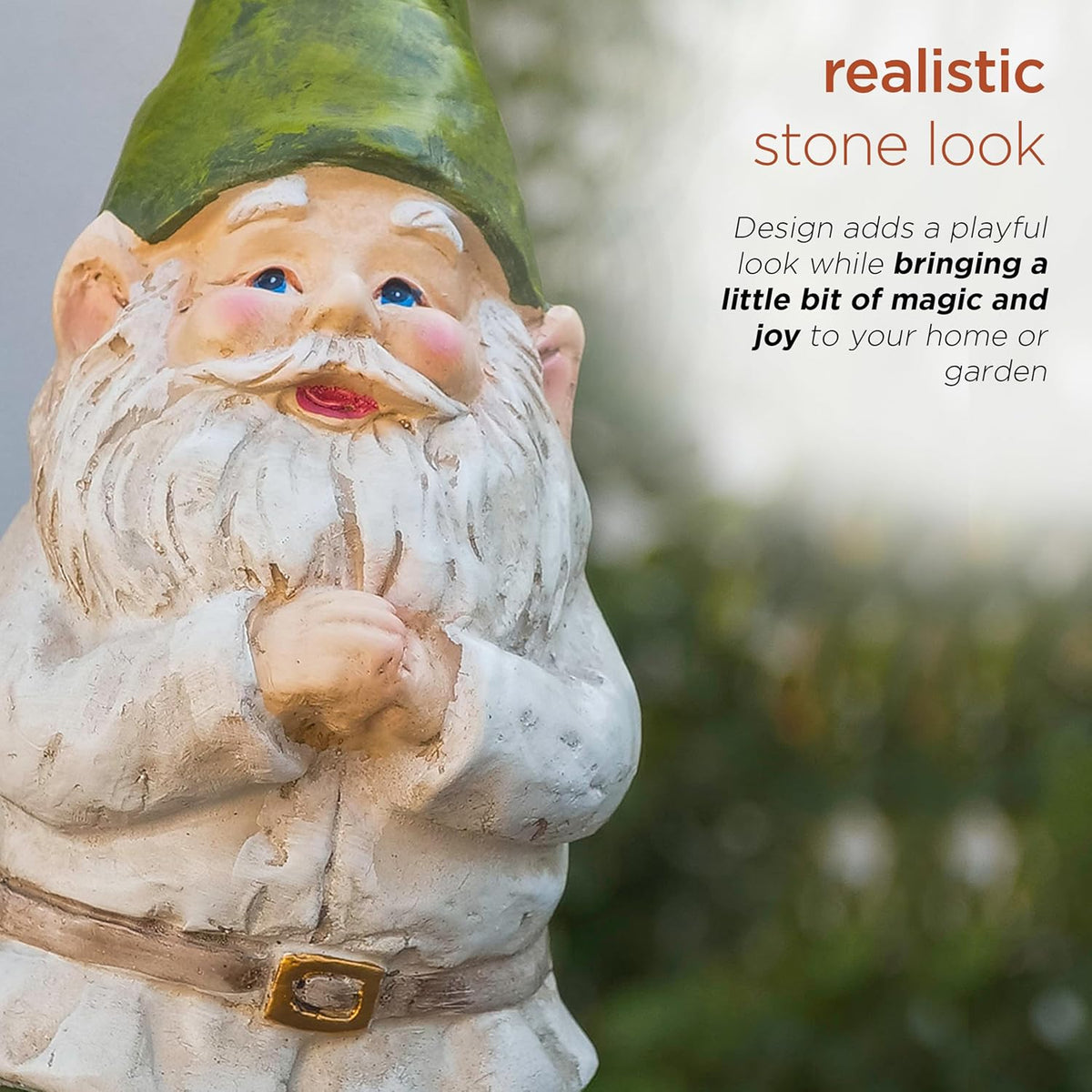 Alpine Corporation - 12" Tall Outdoor Garden Gnome Yard Statue Decoration – Playful Resin Gnome
