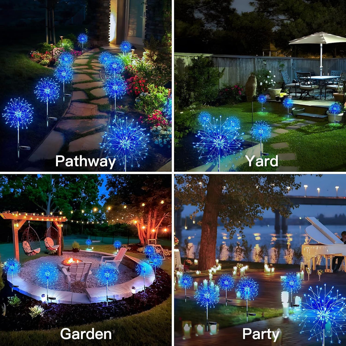suddus Solar Garden Lights Outdoor Waterproof Decorative, 2Pack 150LED Firework Lights, Solar Fairy