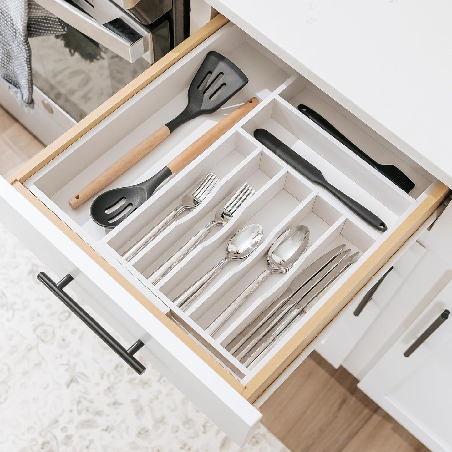 Premium Silverware, Flatware and Utensil Organizer for Kitchen Drawers, Food-Safe Contract Grade
