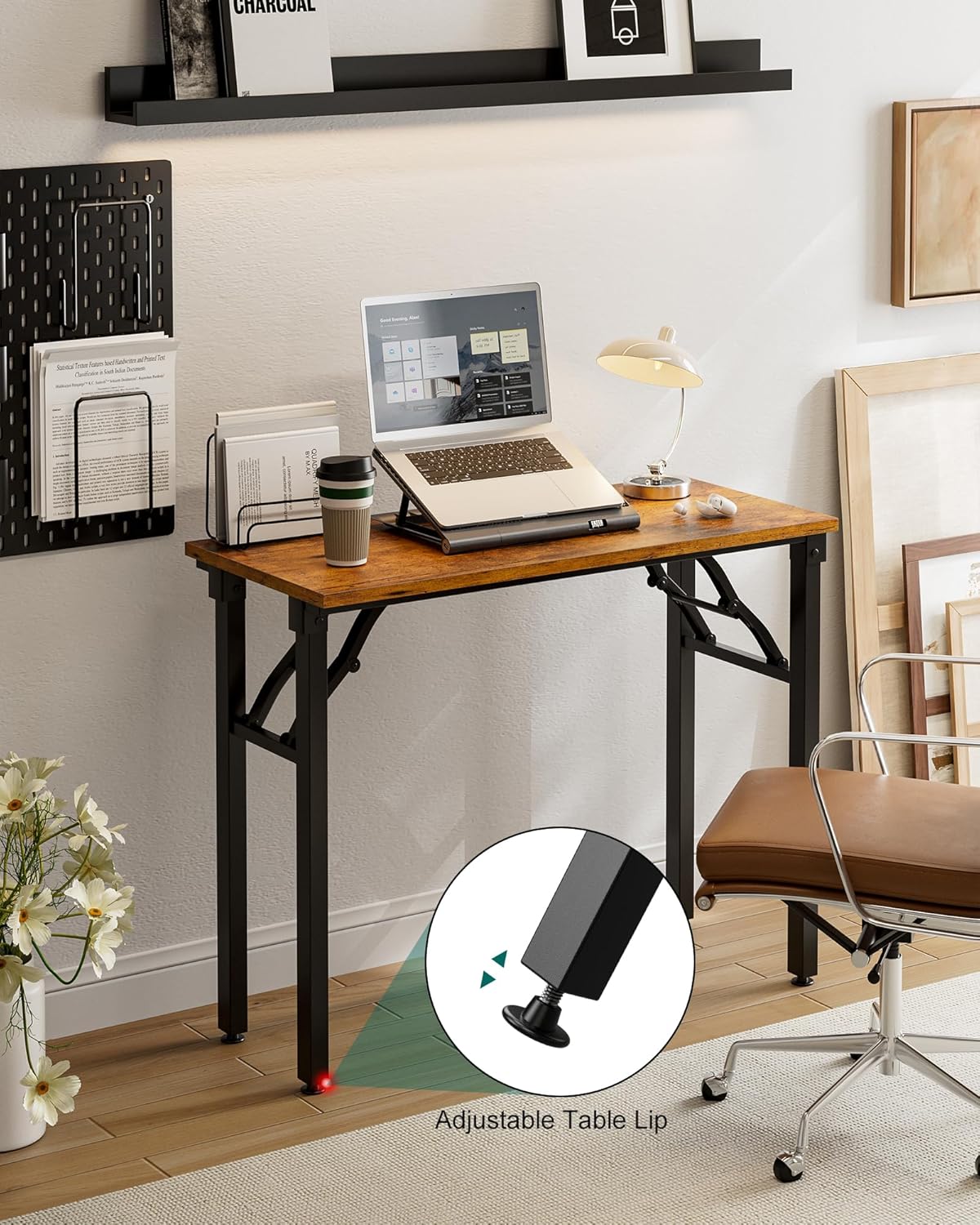 Frylr Small Folding Computer Desk – Portable 35.8 Inch Foldable Laptop Table, Collapsible and