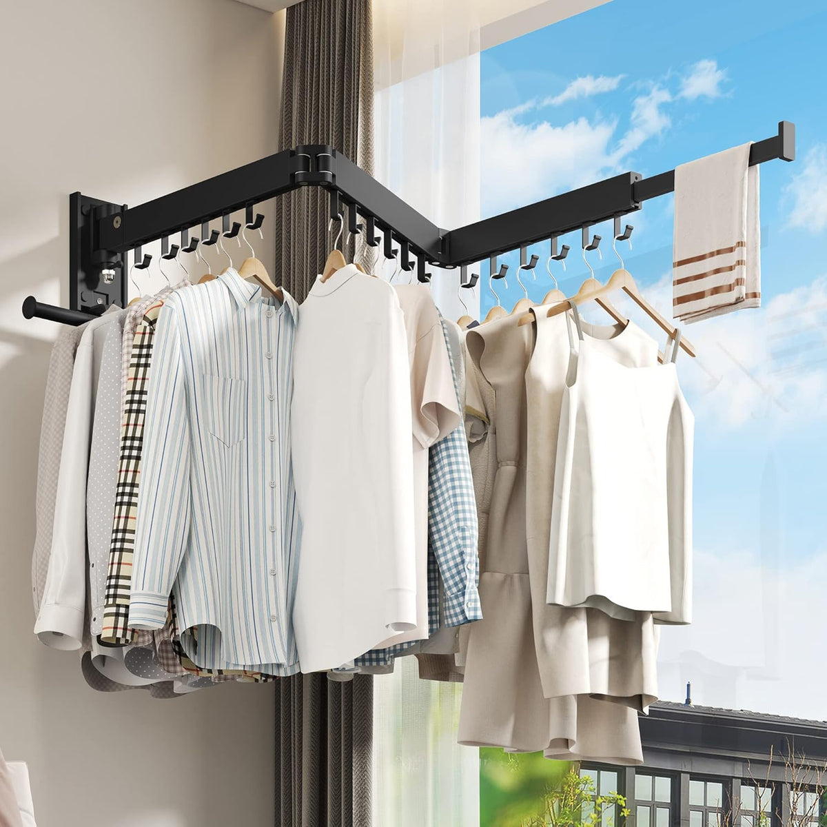 Drying Rack Clothing, Retractable Clothes Drying Rack,Wall Mounted Laundry Rack, Laundry Drying