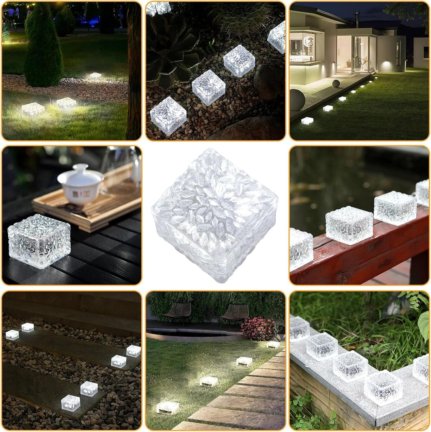 Solar Brick Lights - Outdoor Waterproof Patio & Garden Decor (3 Packs) for Patio, Yard, Walkway