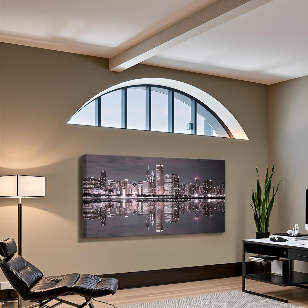Conipit Chicago Wall Art Chicago Skyline Artwork City Night Downtown Picture Cityscape Painting