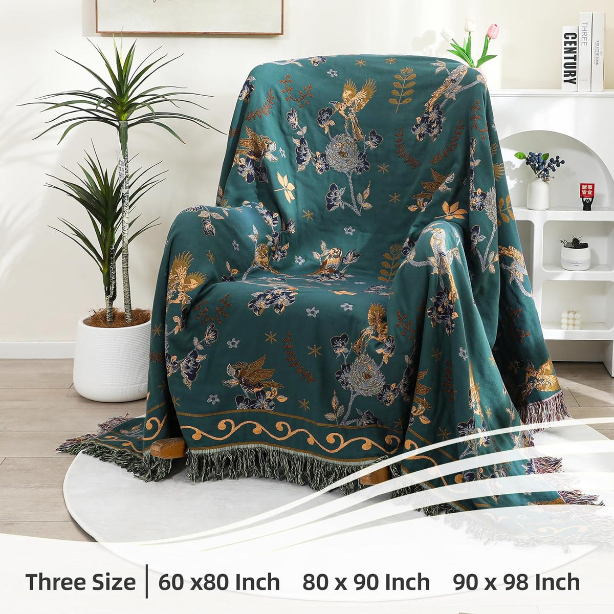 Boho 100% Organic Cotton Large Throw Blanket 50" x 60" - All Season Rustic Ultra Soft Breathable