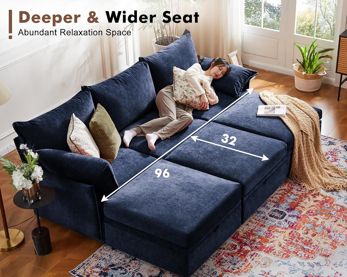 136.4" Oversized Modular Sectional Sofa, U Shaped Convertible Couch with Movable Ottoman, Large 7