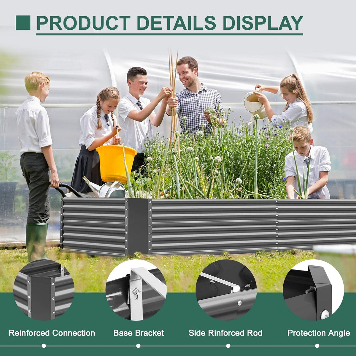 Land Guard 6×3×2 ft Galvanized Raised Garden Bed Kit, Galvanized Planter Raised Garden Boxes