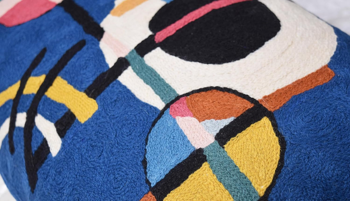 Lumbar Kandinsky Blue Modern Pillow Cover - Counterweights Mid-Century Chair Cushions Blues