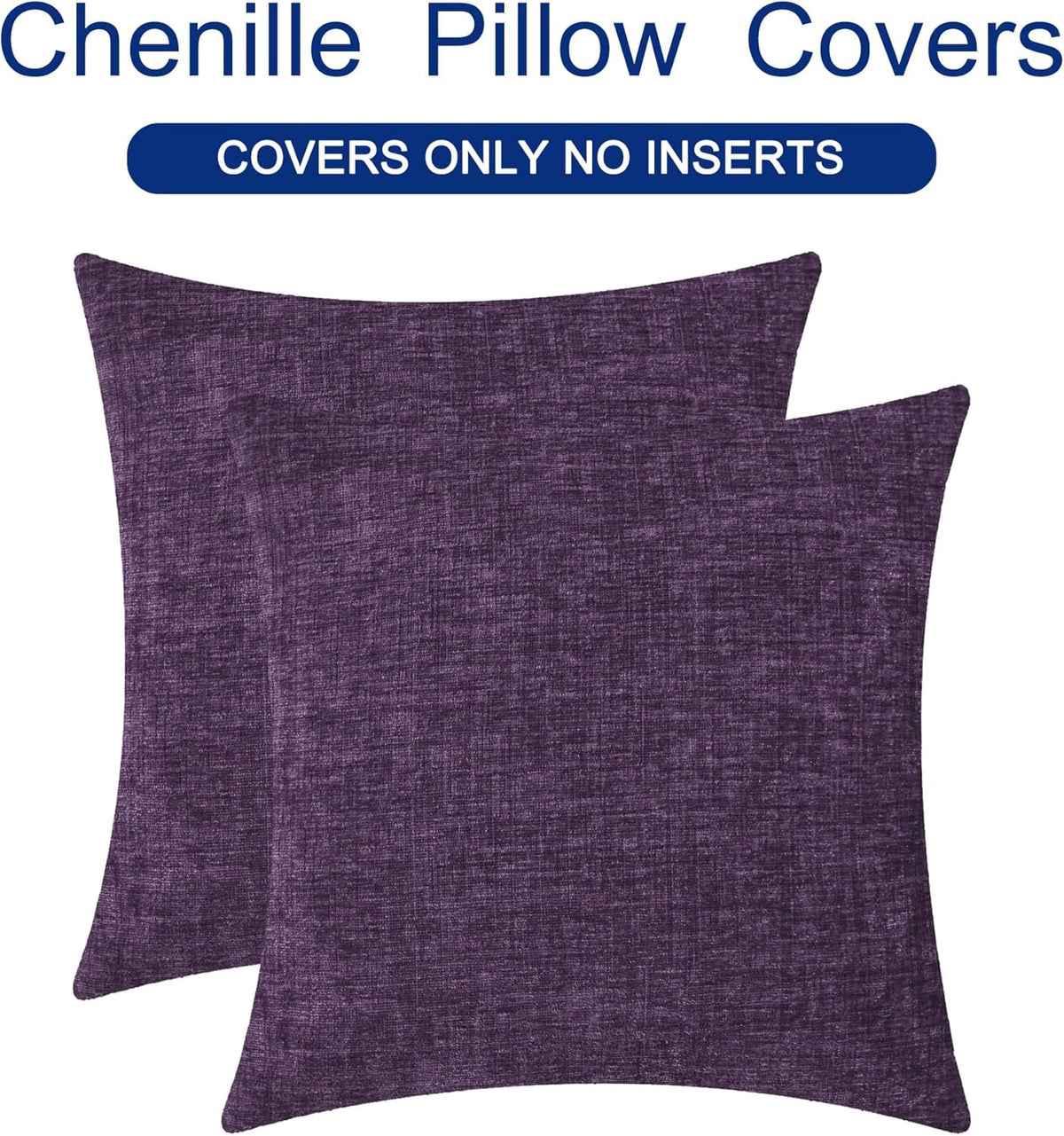 CaliTime Throw Pillow Covers Decorative 18 X 18 Inches Pack of 2 Cozy Chenille Cushion Cases for
