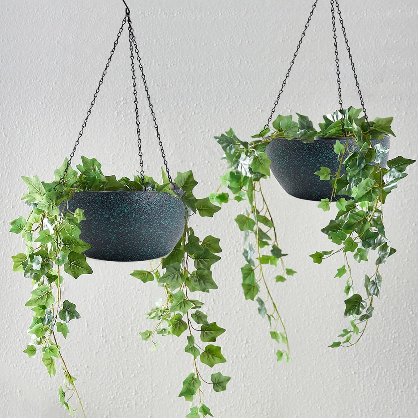 WOUSIWER 13 inch 2 Pack Large Hanging Planters for Indoor Outdoor Plants with Drainage Holes and
