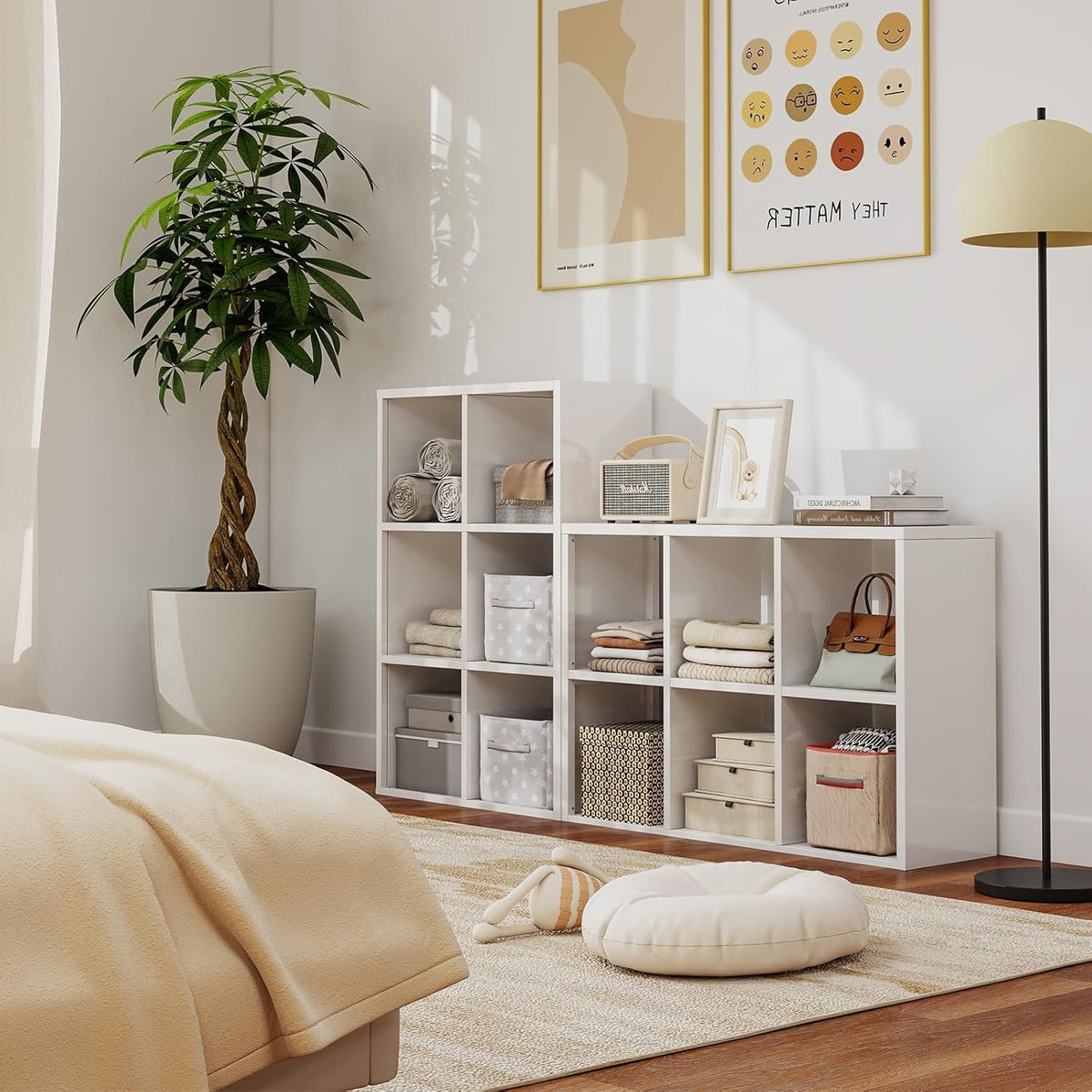 4 Cube Book Shelf - High-Strength Steel Cube Storage Organizer with Open Display Shelves for Living