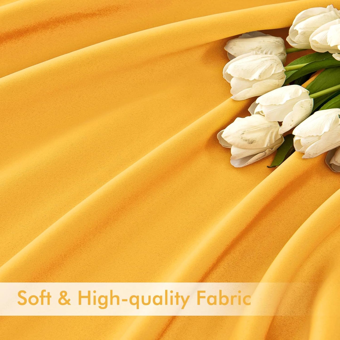 MIULEE Yellow Back Tab Blackout Curtain 96 Inch Long 2 Panels Set for Bedroom, Rod Pocket/Pinch