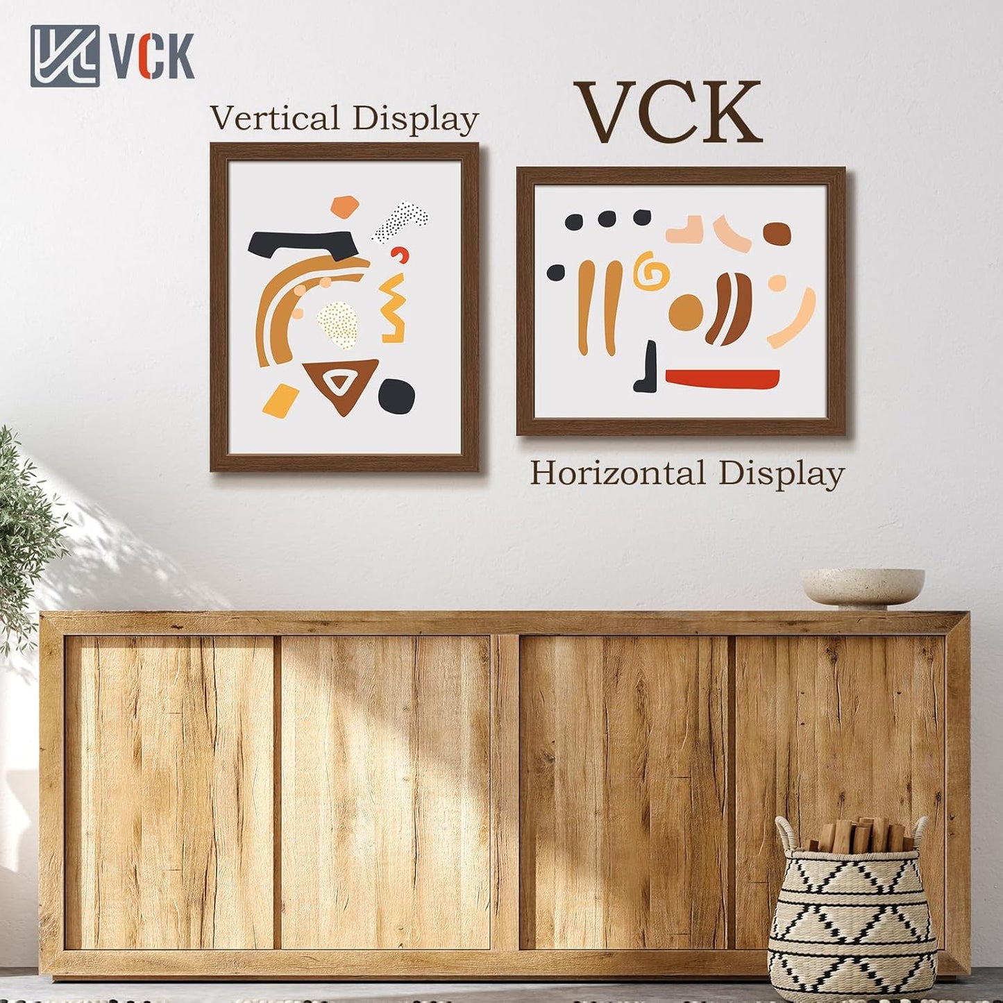 VCK 16x20 Picture Frames for Wall 3 Pack, Brown Wood Poster Frame with Exclusive Wood Grain, Wall