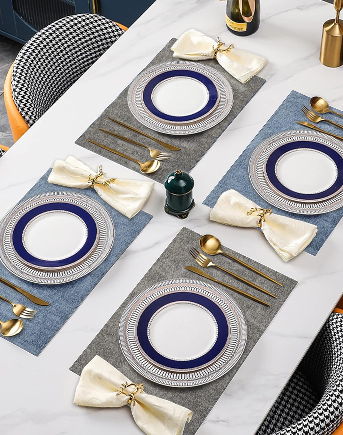 SUEH DESIGN Leather Placemats Set of 6 Reversible Table Mats Heat Resistant Waterproof No-Slip