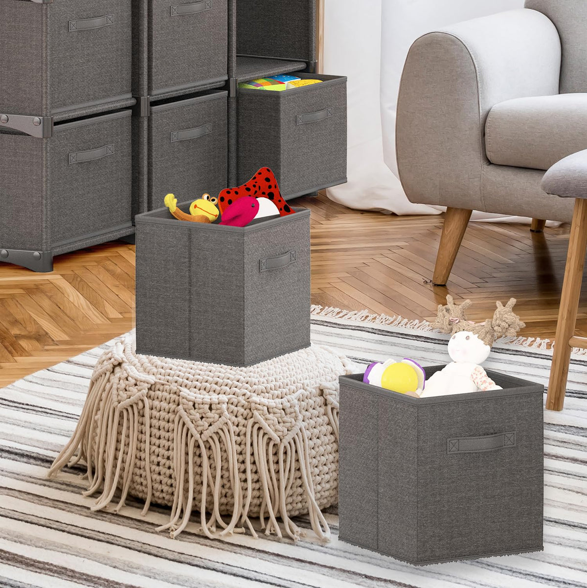 Nestl Cube Storage Bins, Foldable 12 Cube Storage Organizer Bins, Fabric Storage Cubes, Storage