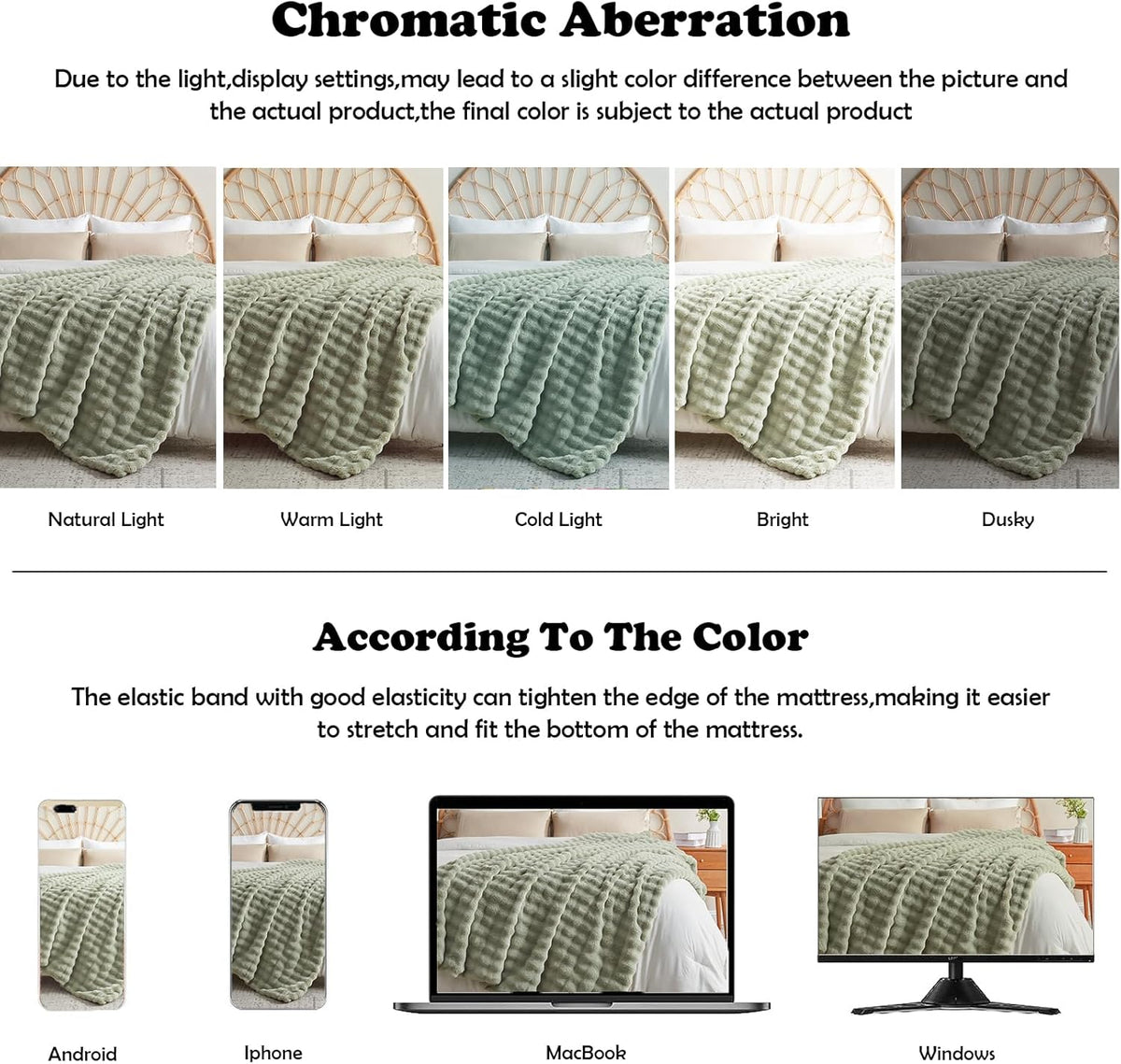 NEWCOSPLAY Faux Fur Twin Blanket Sage Green Bubble Blanket Thick Warm Soft for Couch Sofa Bed