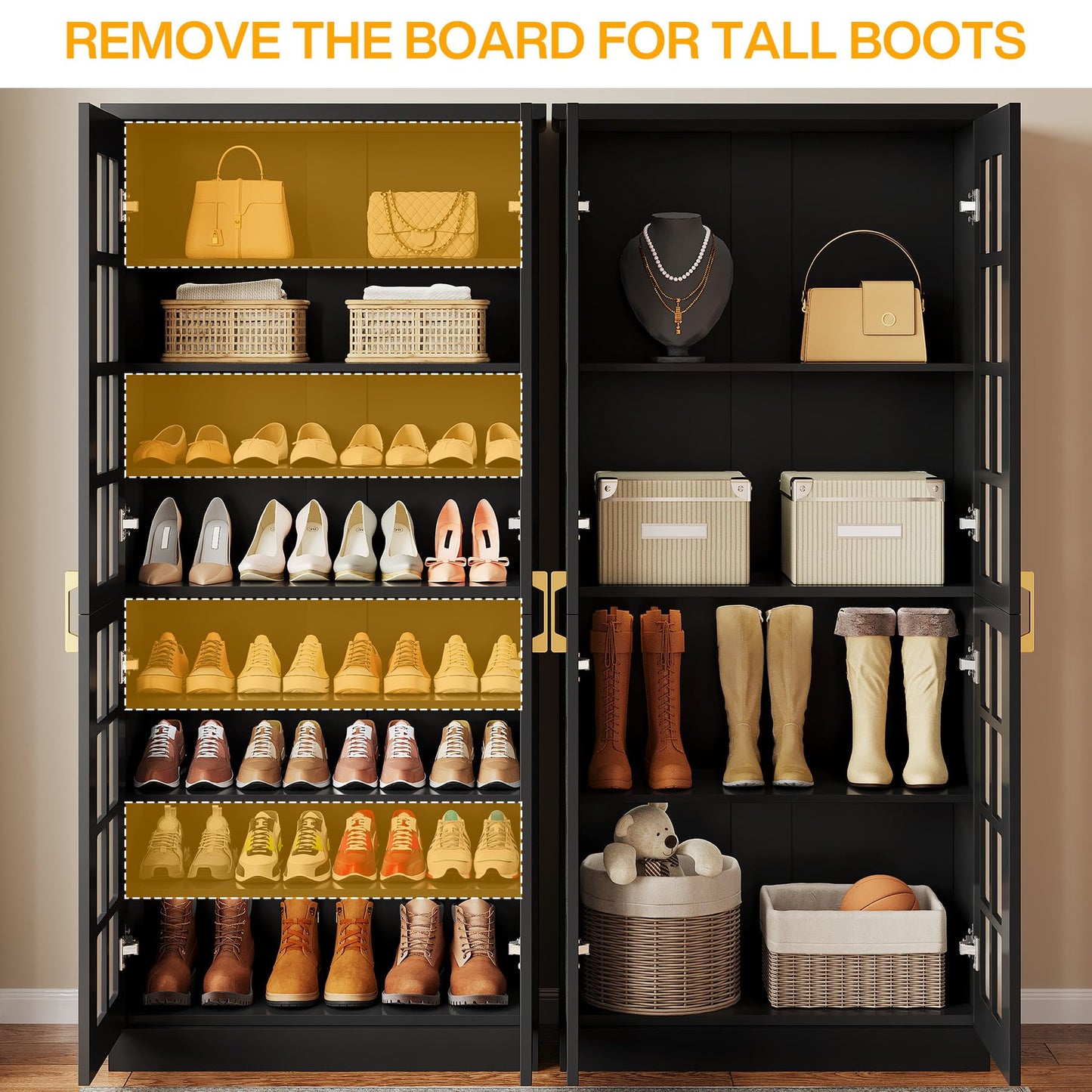 Tribesigns Tall Shoe Cabinet with Doors, 8-Tier Modern Shoe Storage Cabinet